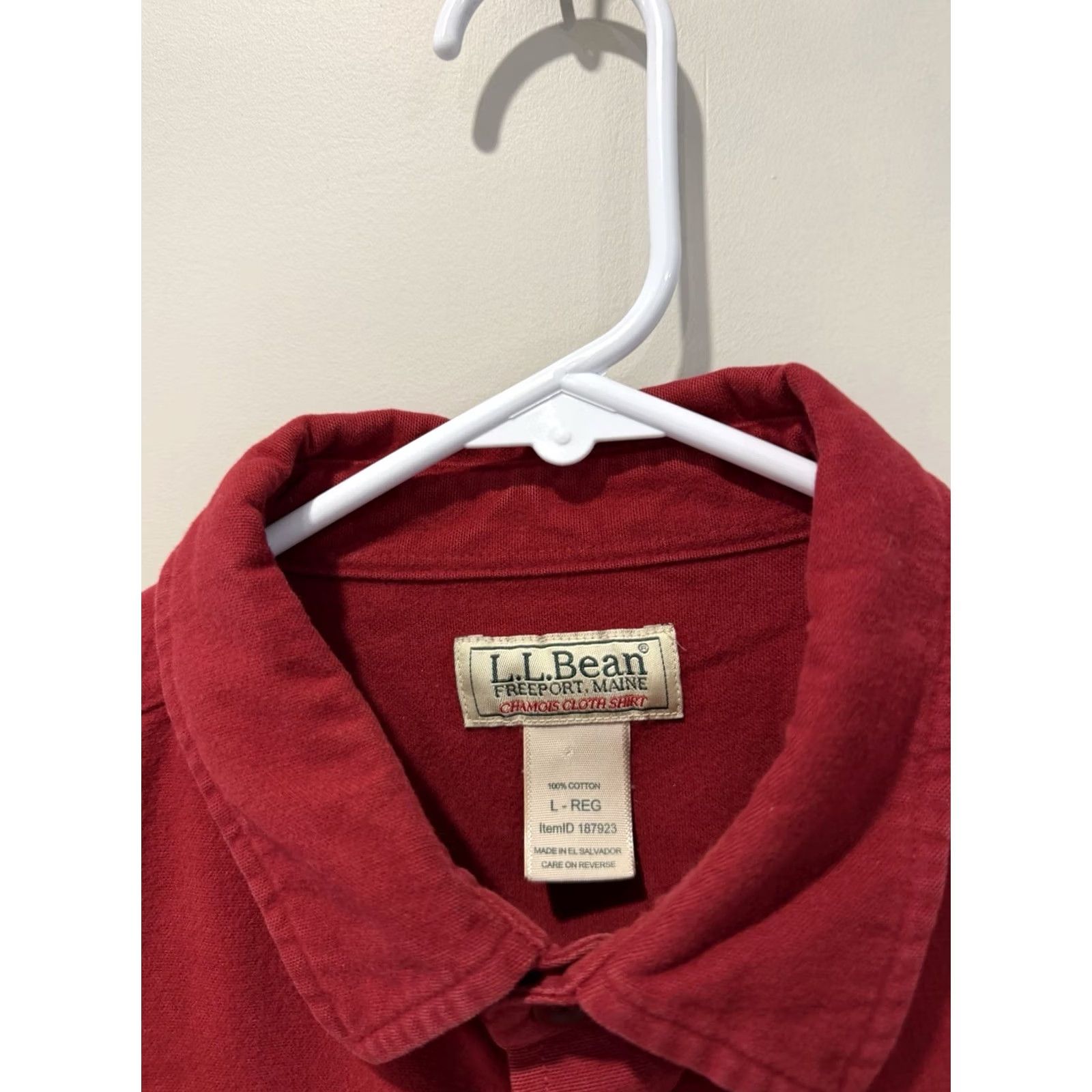 Vintage L.L. Bean Shirt Men's Large Red Heavyweight Cotton Long Sleeve Button Size US L / EU 52-54 / 3 - 3 Thumbnail