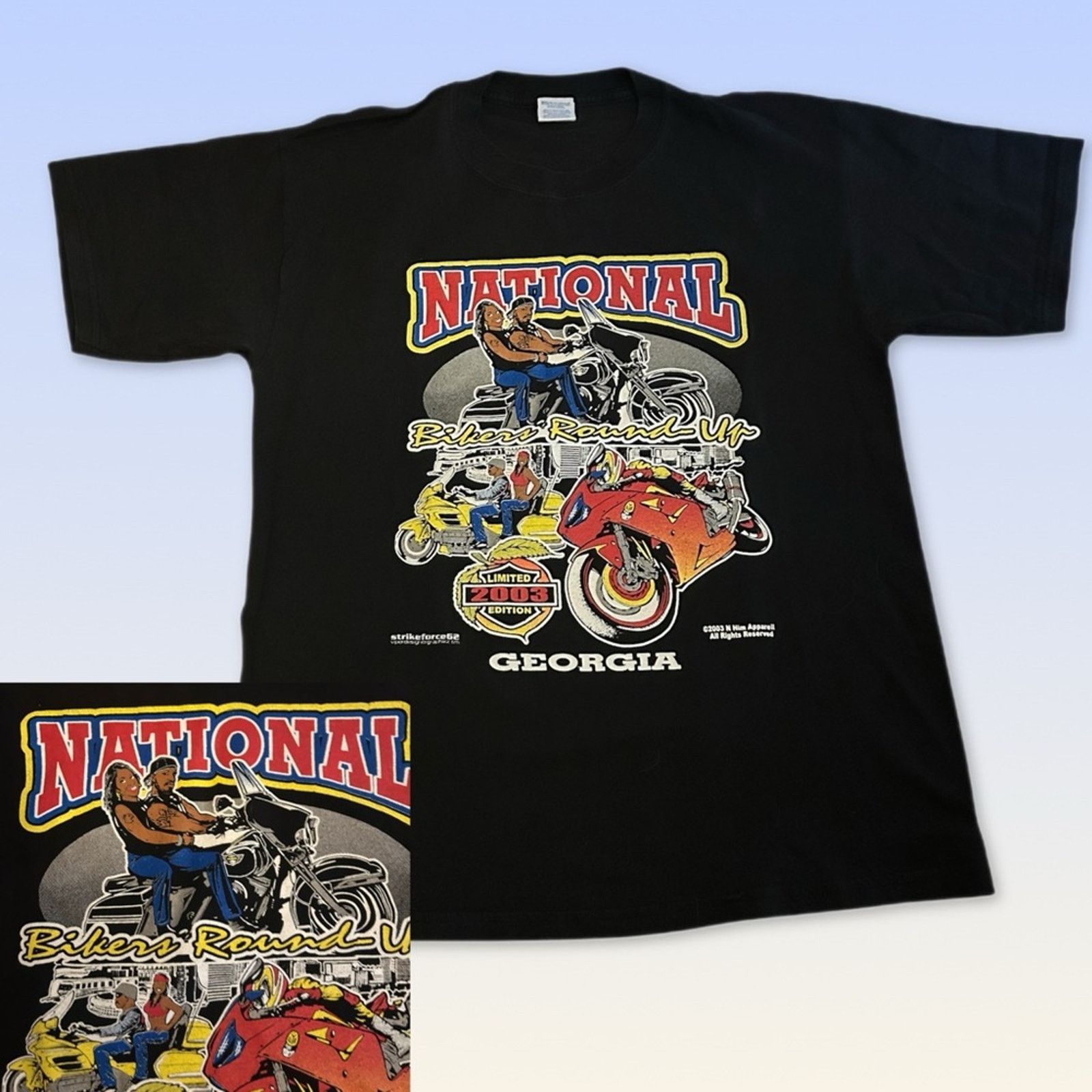 Vintage Y2K African-American Bikers Motorcycle Club Graphic T-Shirt Size M / US 6-8 / IT 42-44 - 1 Thumbnail