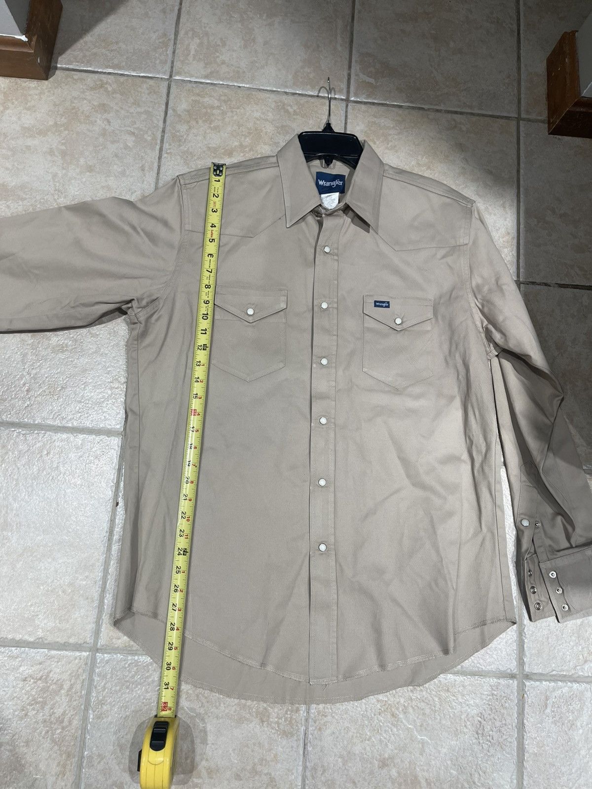 Wrangler Men’s Vintage VTG Wrangler Pearl Snap Button Tan Shirt Size US L / EU 52-54 / 3 - 4 Thumbnail