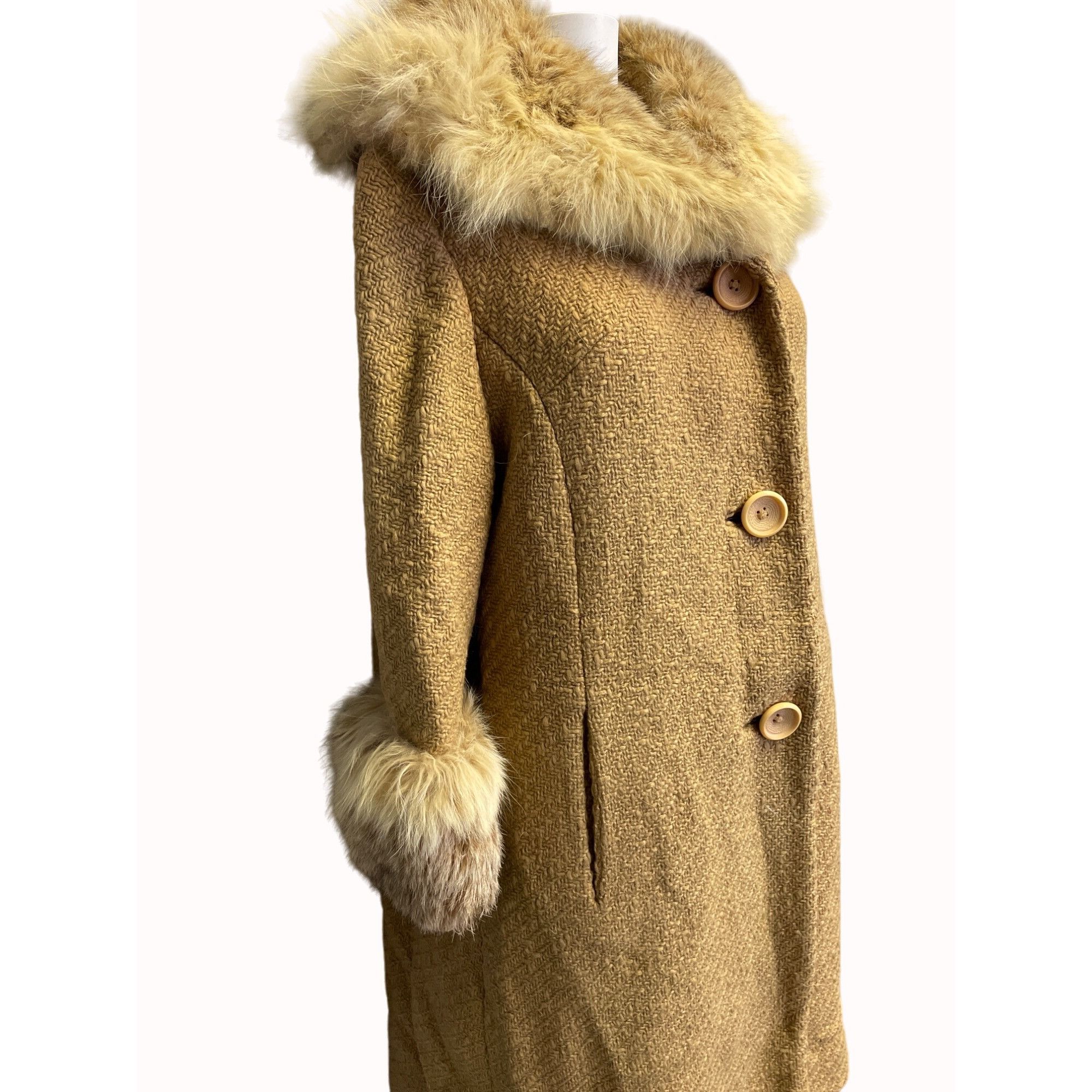 Other Vintage Union Made ILGWU Women's Tan Faux Fur/Wool Coat Size Size S / US 4 / IT 40 - 3 Thumbnail