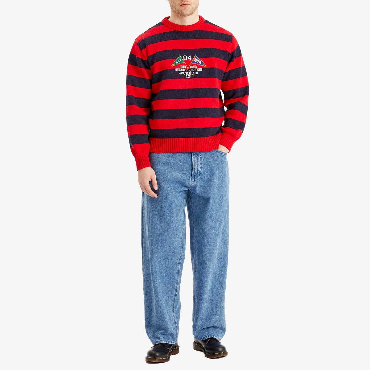 Patta o1mle1025 Patta Striped Flag Knitted Sweater in Red/Navy Size US S / EU 44-46 / 1 - 3 Thumbnail