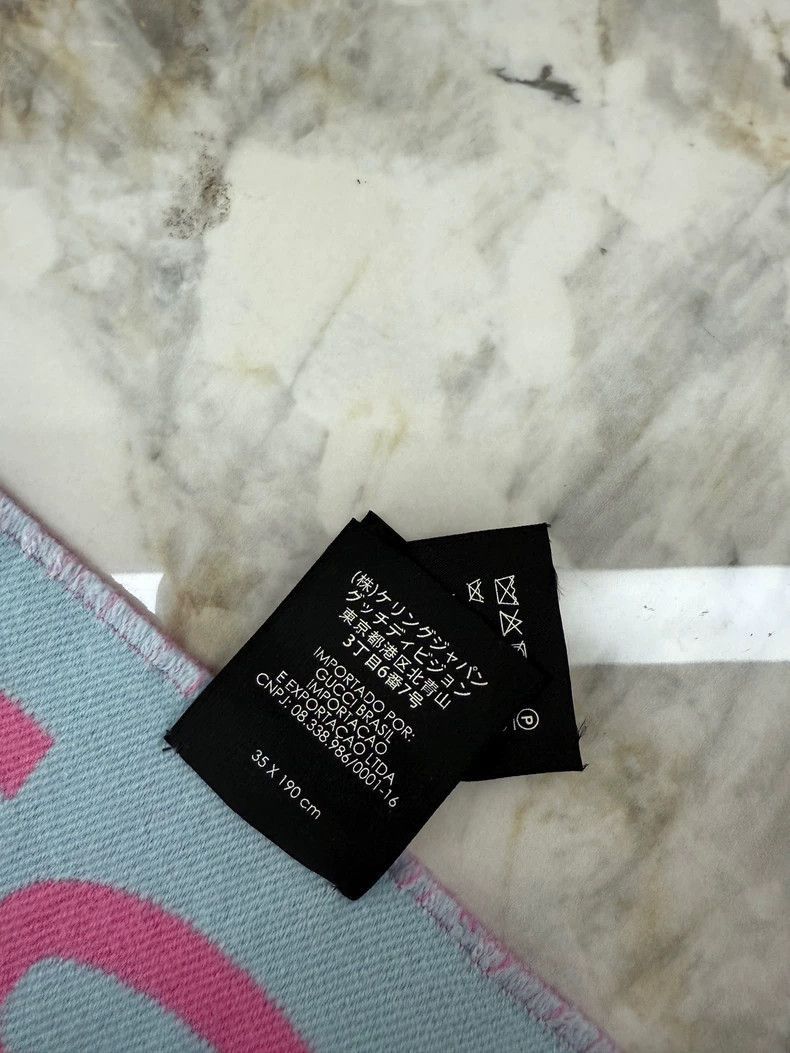 Gucci Gucci Pink Blue Color Block GG Logo Scarf-2506 Size ONE SIZE - 4 Thumbnail