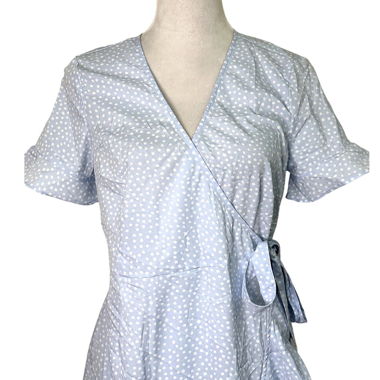 Other Vero Moda Wrap Dress Polka Dot Belted Blue White M NWOT Size M / US 6-8 / IT 42-44 - 3 Thumbnail
