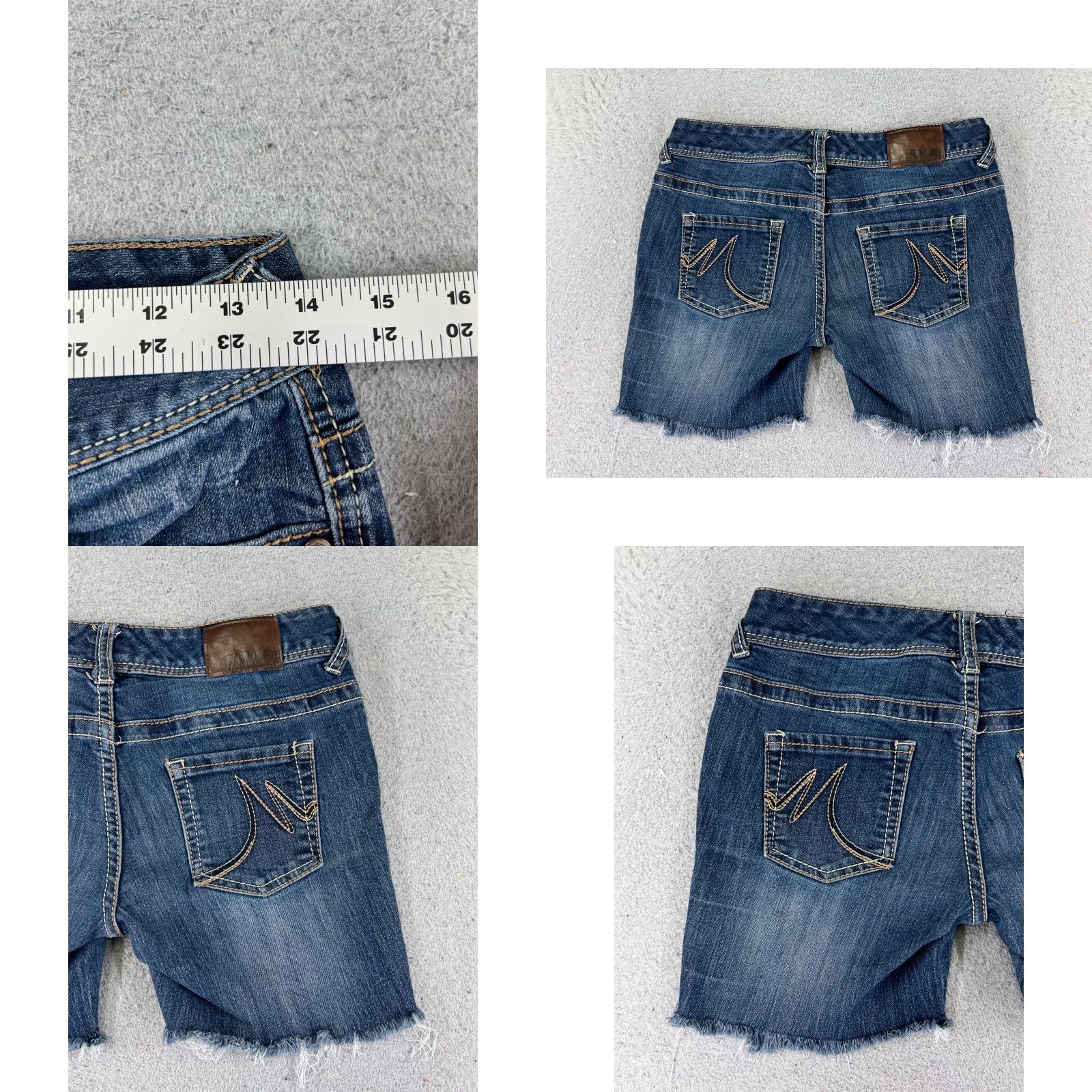 Vintage Maurices Shorts Womens Denim Blue 1 Low Rise 27x5 Cut-Off 5-Pocket Stretch Cotton Blend Gift-ready Casual Beach Dance Size 25" / US 0 / IT 36 - 9 Thumbnail