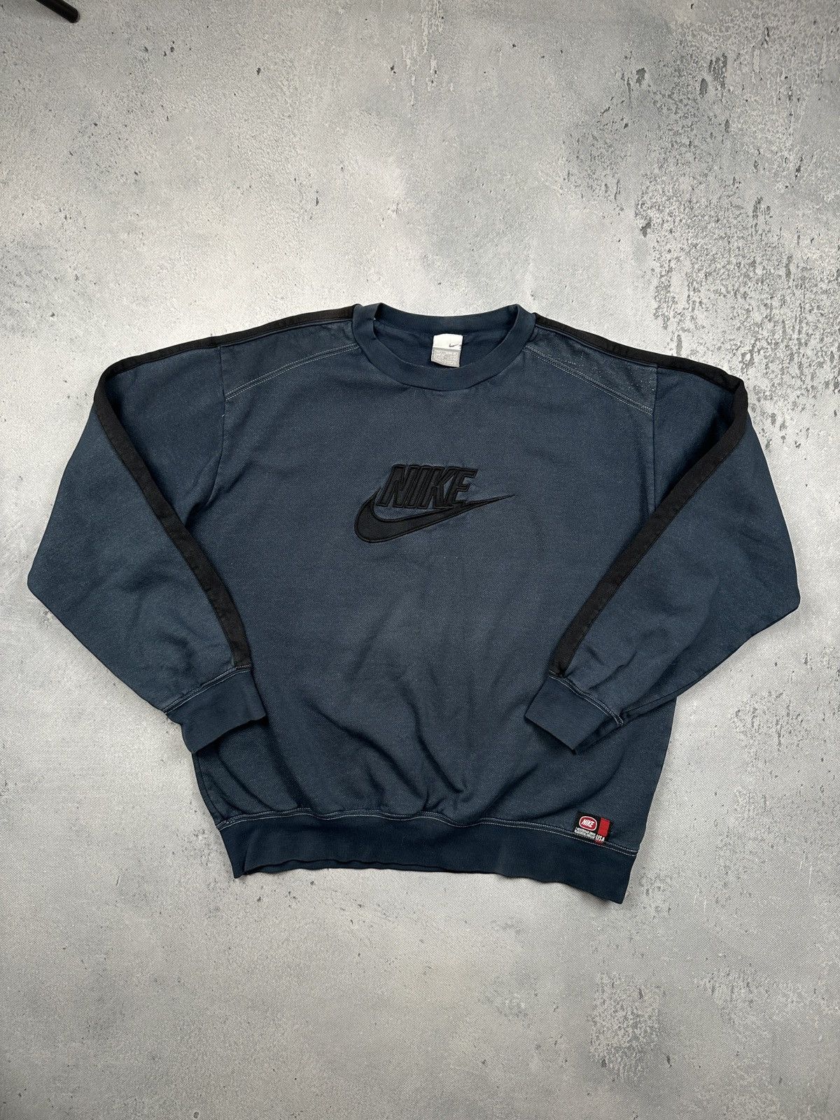 Vintage Nike Spellout Logo Crewneck Sweatshirt 90s Rare Navy