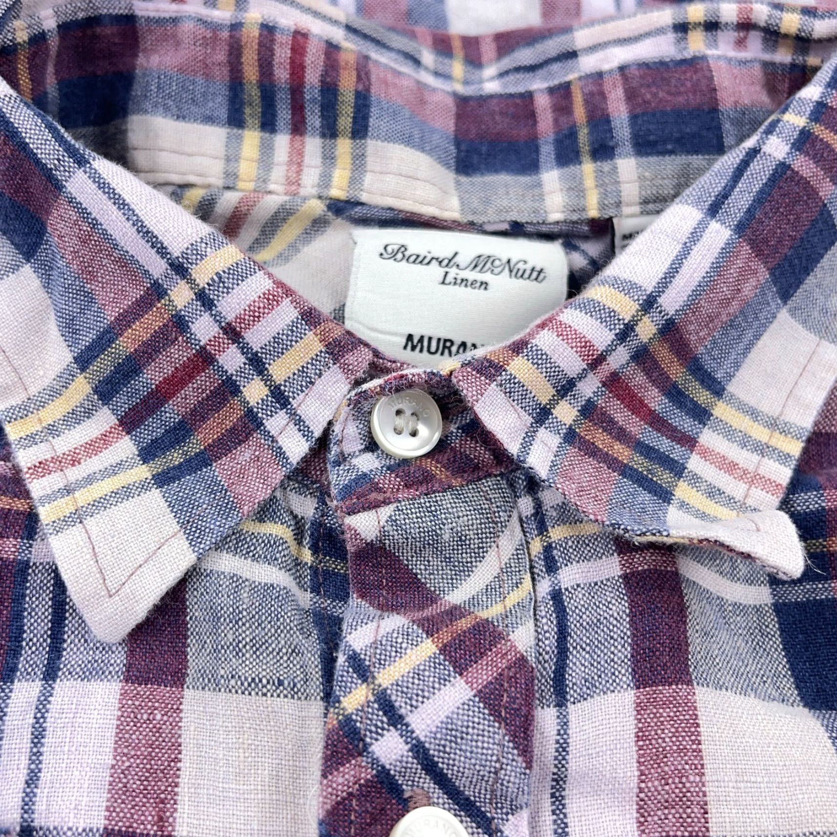 Vintage Baird McNutt Linen Shirt Large Blue Red Plaid Button-Up Casual Mens Size US L / EU 52-54 / 3 - 5 Thumbnail