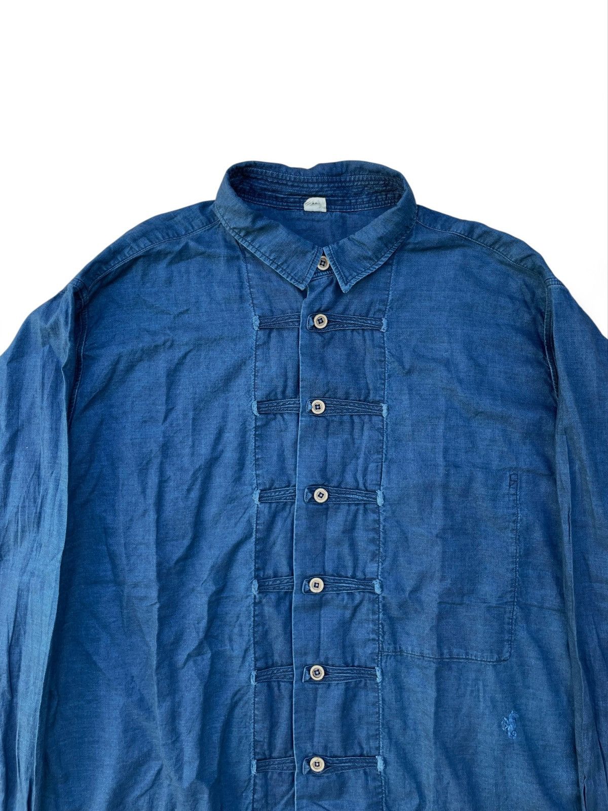 Japanese Brand 45rpm Indigo Dyed Unique Flap Japan Soft Denim Shirt Size US L / EU 52-54 / 3 - 3 Thumbnail