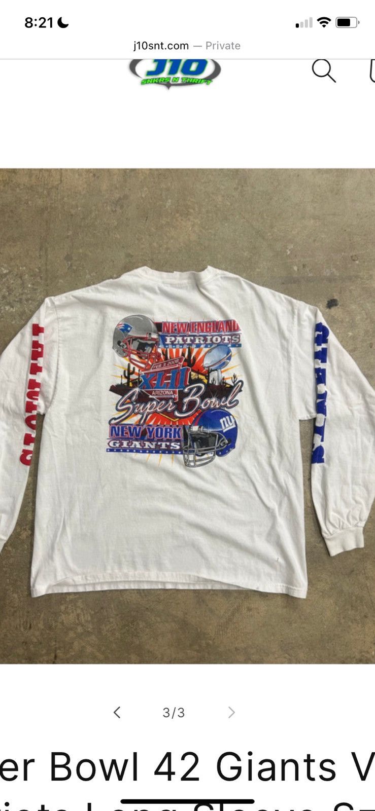 NFL Super Bowl 42 Vintage Giants Patriots Long Sleeve Size US XL / EU 56 / 4 - 3 Thumbnail