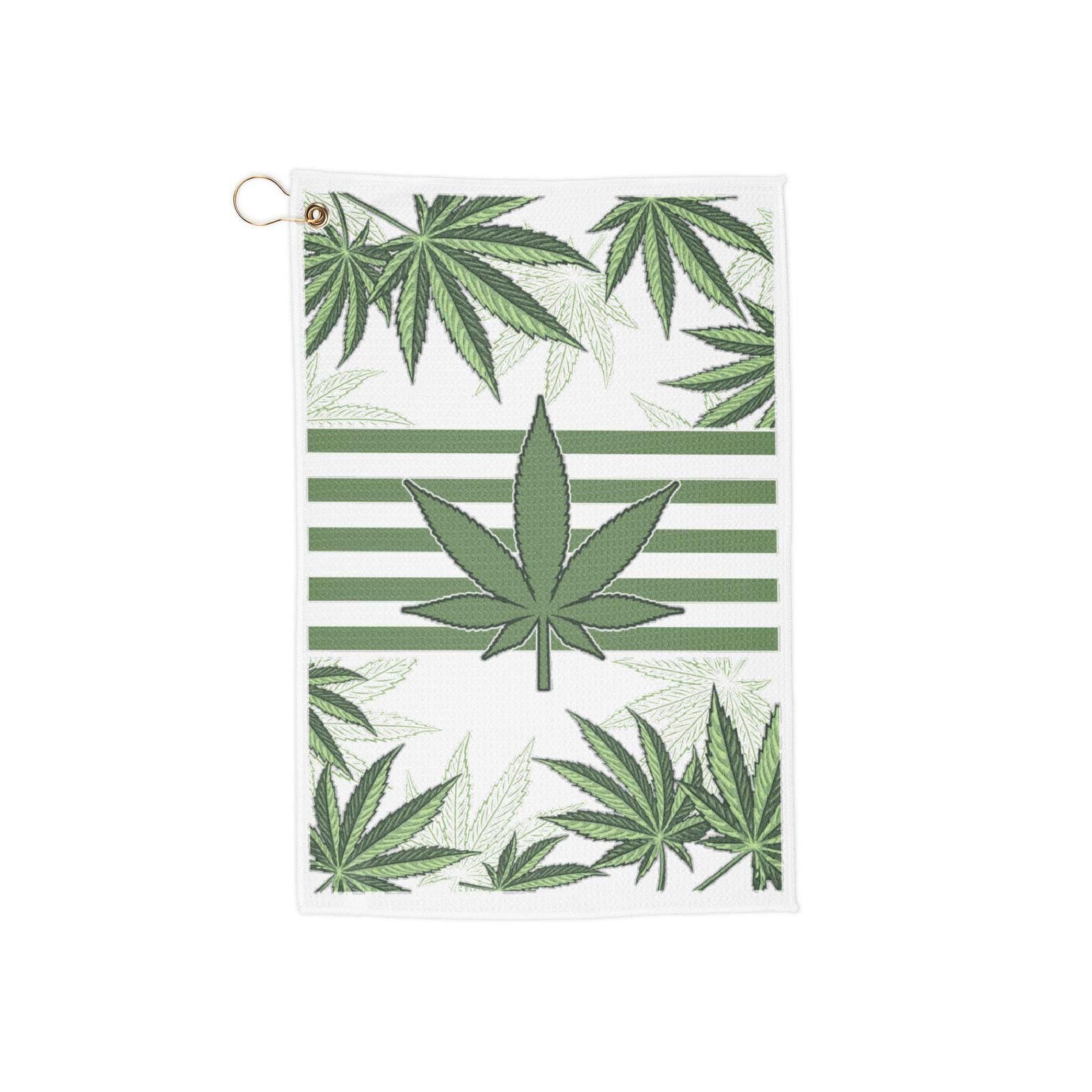 Designer Cannabis Leaf Golf Towel, Cool Golf Accessory For THC Lovers Size ONE SIZE - 1 Thumbnail