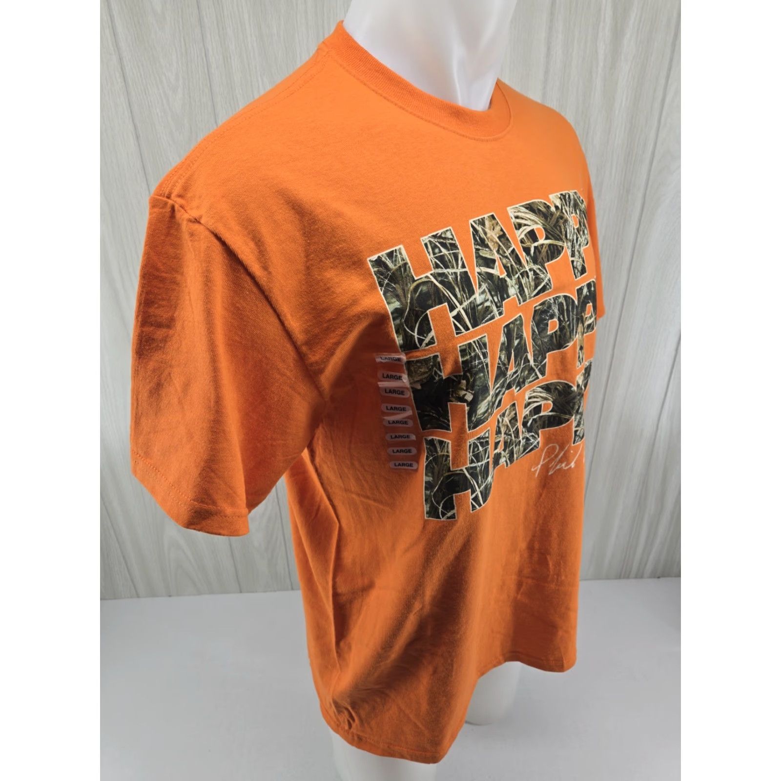 Vintage Duck Commander T Shirt Adult LARGE Orange Camouflage Happy Graphic Phil Robertson Shirt Mens Size US L / EU 52-54 / 3 - 7 Thumbnail