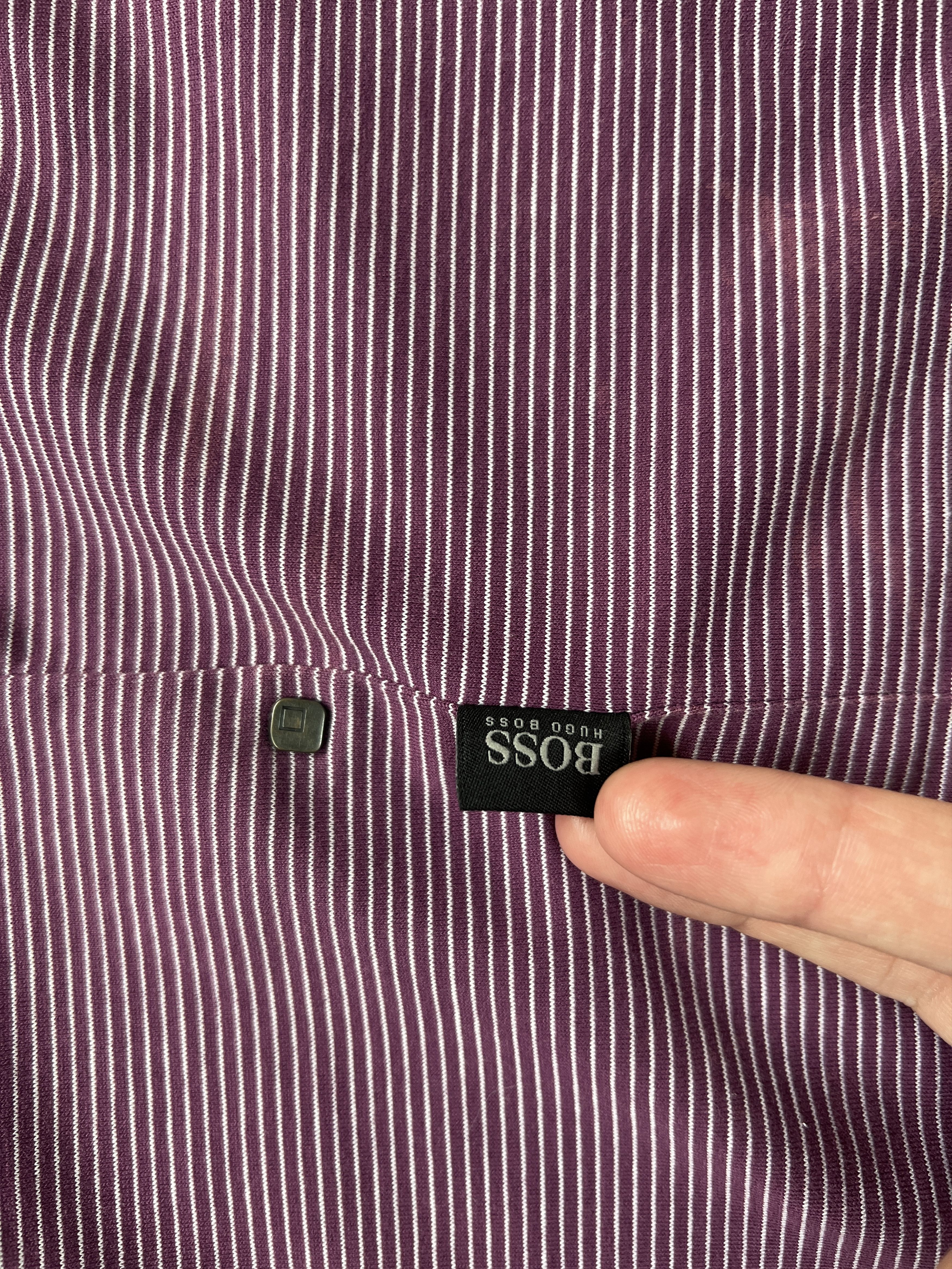Hugo Boss Hugo Boss Purple Micro-Striped Polo Shirt – Size L Size US L / EU 52-54 / 3 - 9 Thumbnail
