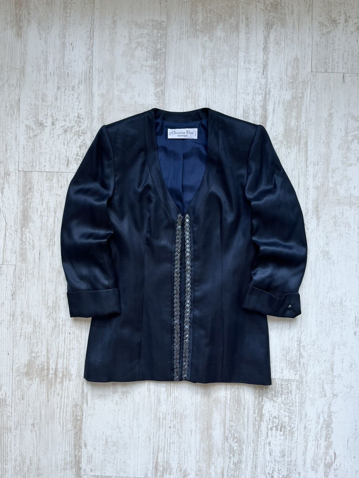 Dior Christian Dior Boutique Blue Silk Blazer Jacket Archival 90s Size M / US 6-8 / IT 42-44 - 1 Thumbnail