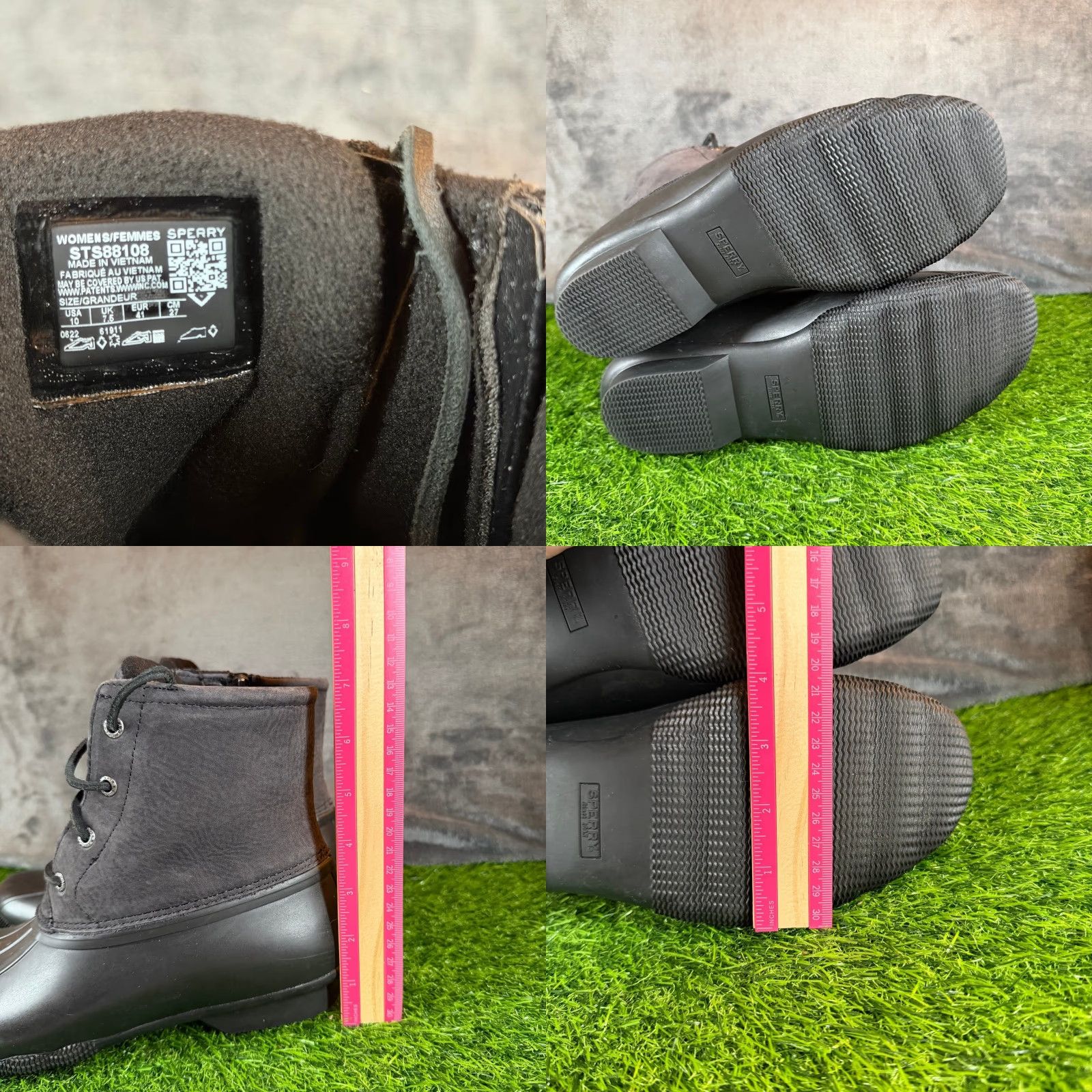 Sperry Sperry Saltwater Black Grey Leather Rubber Duck Boots STS88108 Womens Size 10 Size US 11 / IT 41 - 8 Thumbnail