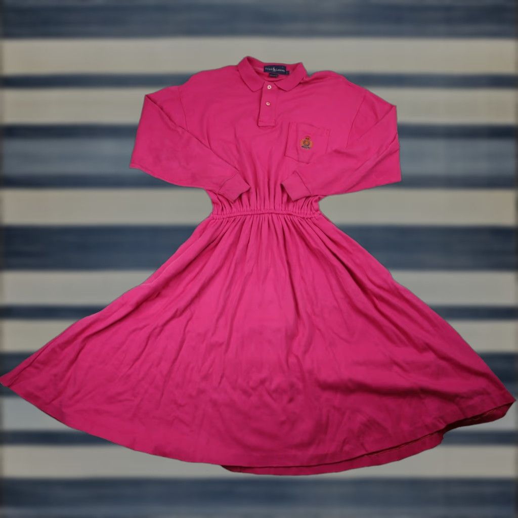Polo Ralph Lauren VINTAGE Polo Ralph Lauren Womens Dress Long Pink Cookie Crest L Women's Dress Polo Cookie Crest Pink Long 9/10 Womens Size L / US 10 / IT 46 - 1 Thumbnail