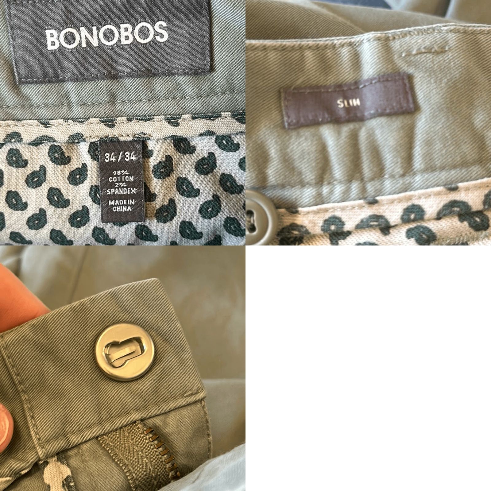 Bonobos VINTAGE Bonobos Mens Khaki Slim Green Chino Pants W34 L34 Size US 32 / EU 48 - 8 Thumbnail
