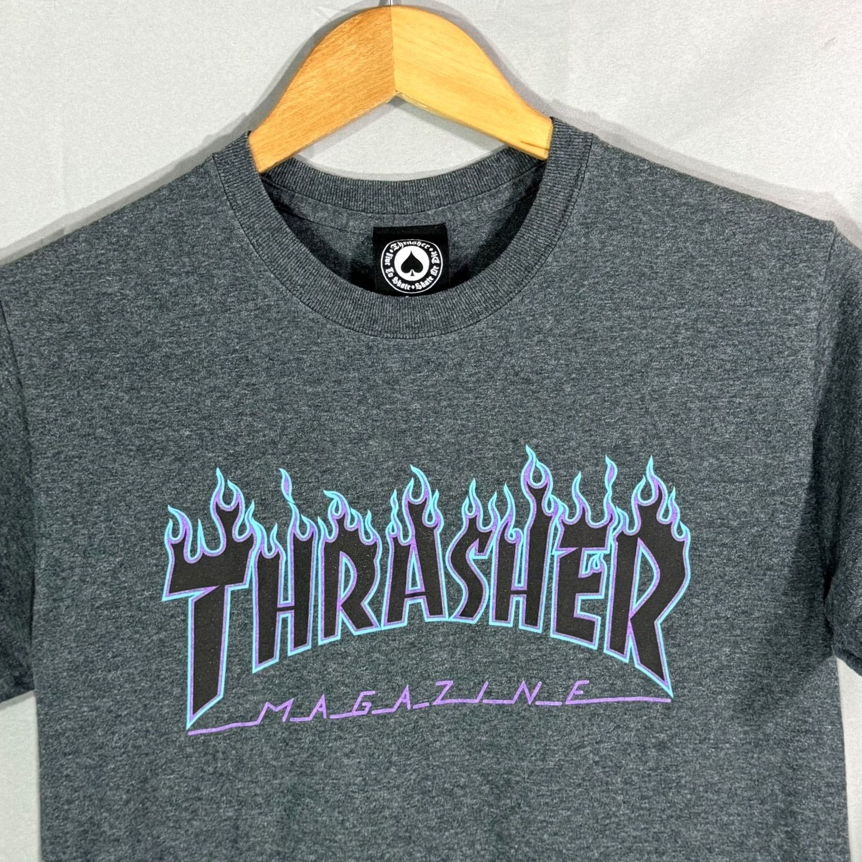 Thrasher Thrasher Shirt Mens Small Gray Blue Flame Logo Skate Magazine Tee Cotton Polyester Crew Neck Short Sleeve Graphic Print Vintage No Size US S / EU 44-46 / 1 - 3 Thumbnail