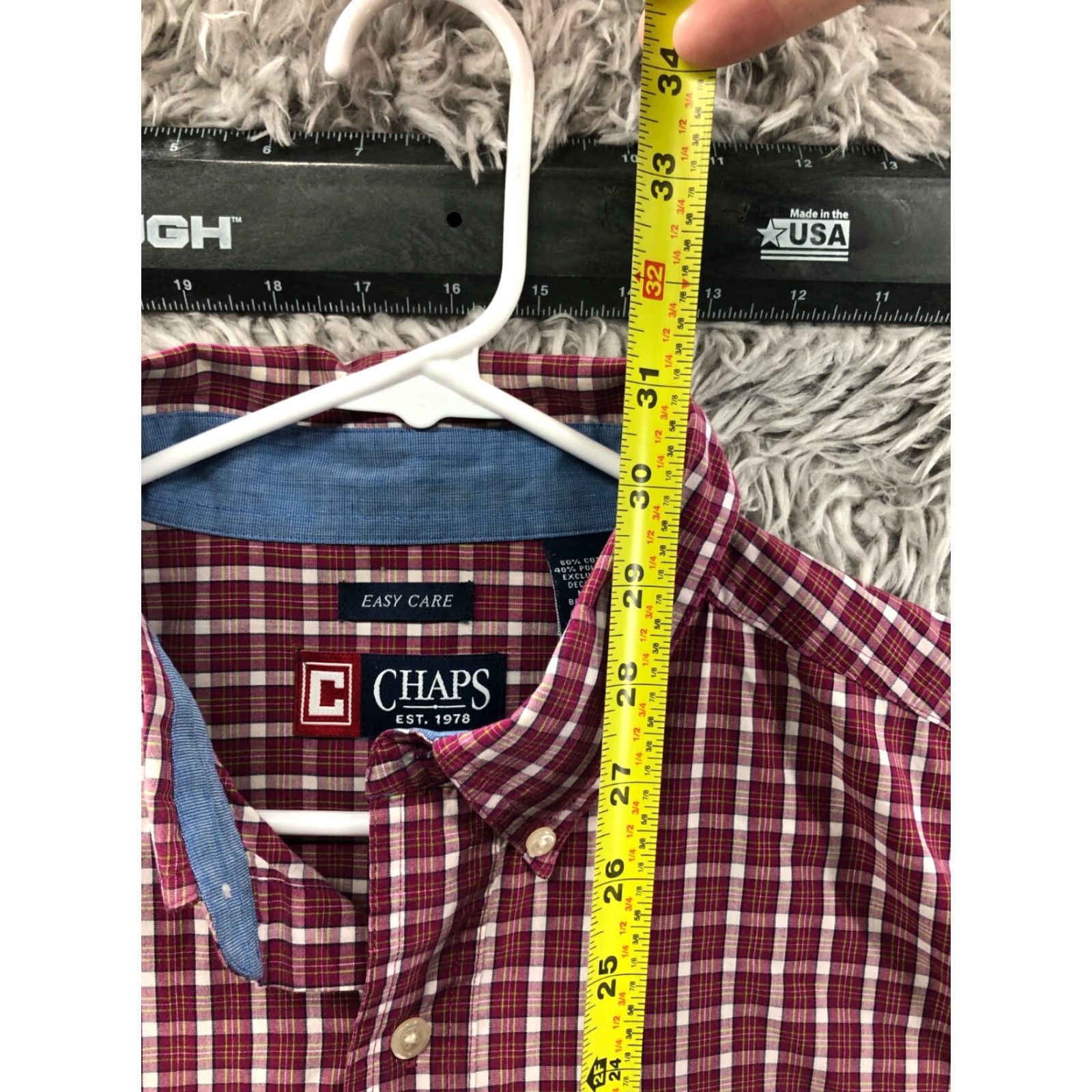 Chaps Chaps Shirt Mens L Long Sleeve Button-Down Easy Care Check Red Size US L / EU 52-54 / 3 - 6 Thumbnail