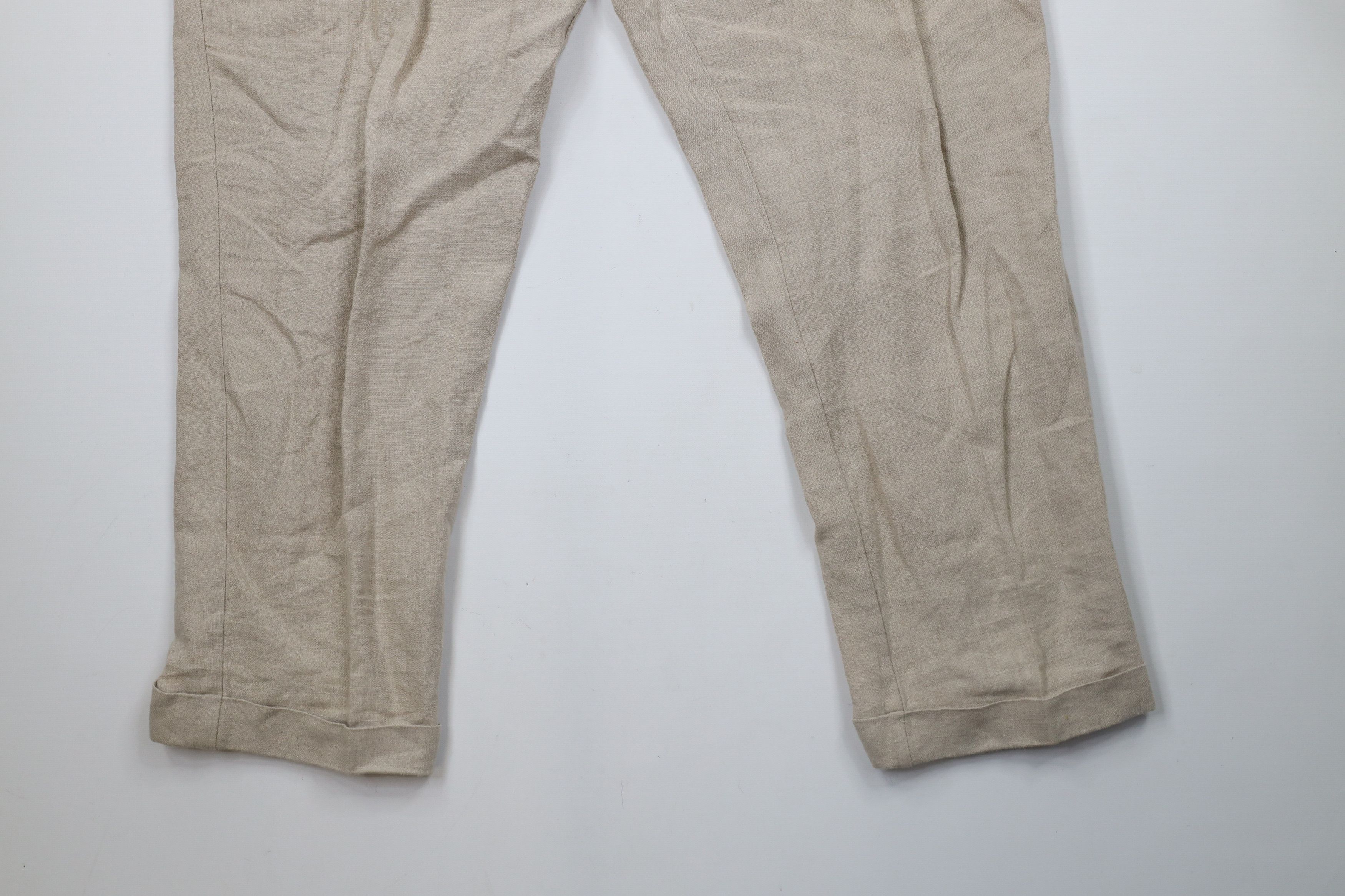 Vintage Vintage 90s Y2K Streetwear Cuffed Linen Chino Pants Beige Size US 34 / EU 50 - 4 Thumbnail