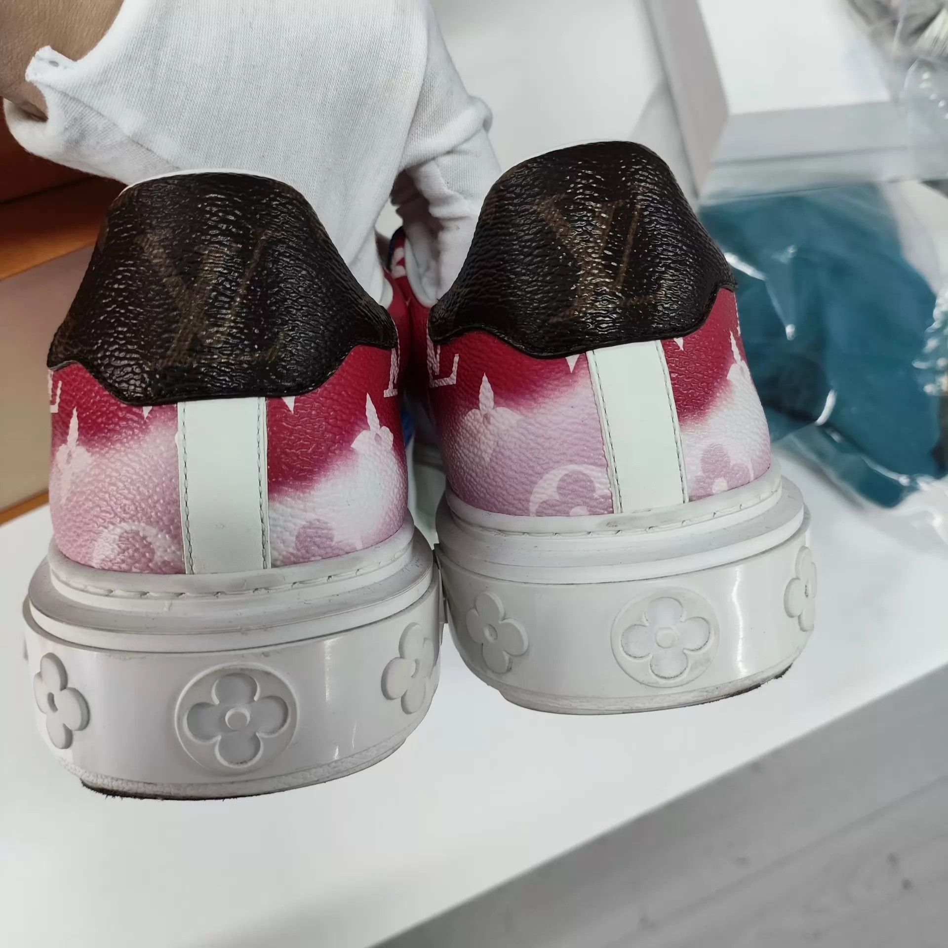Louis Vuitton LV Monogram Gradient Red Sneaker 38.5 Size US 8 / IT 38 - 4 Thumbnail