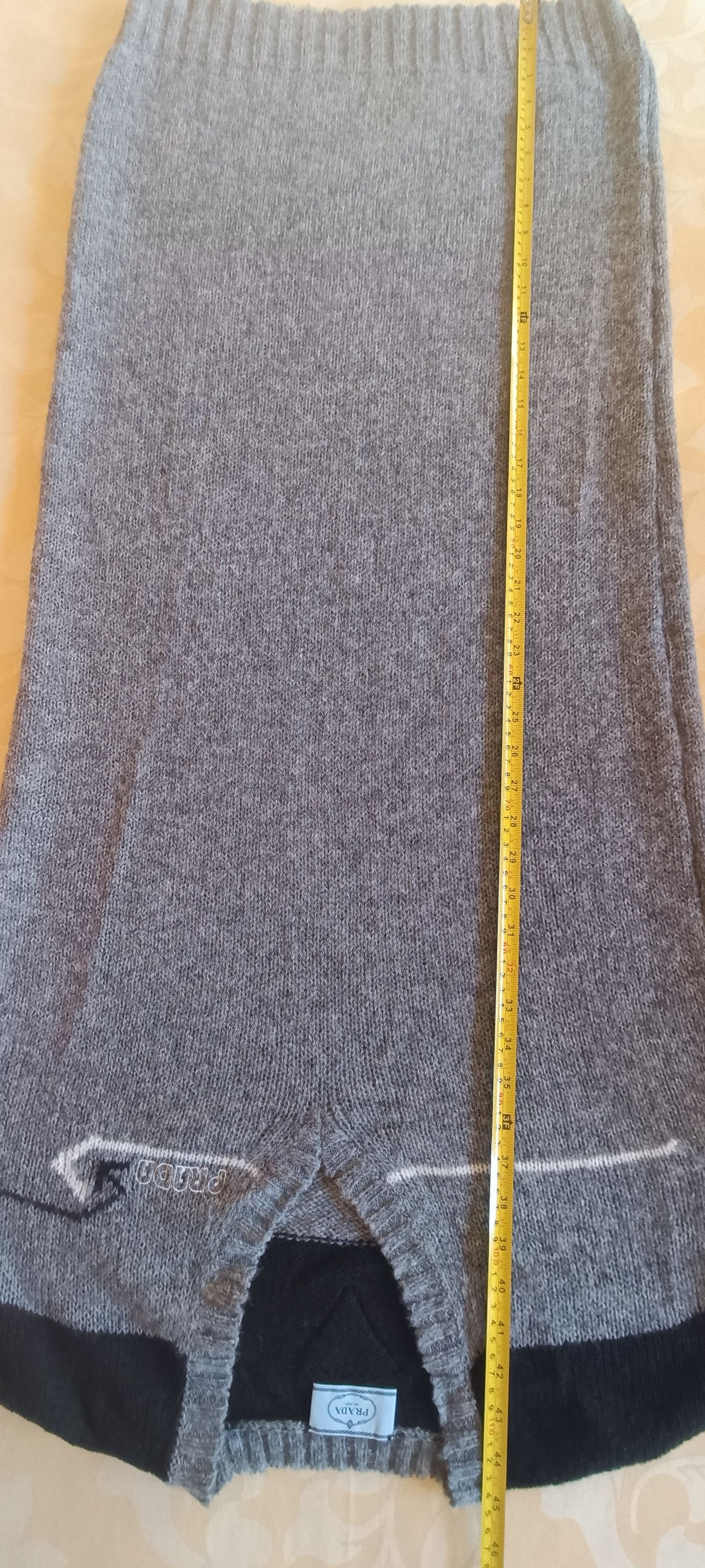 Prada Gray wool maxi dress - V-neckline Size L / US 10 / IT 46 - 21 Thumbnail