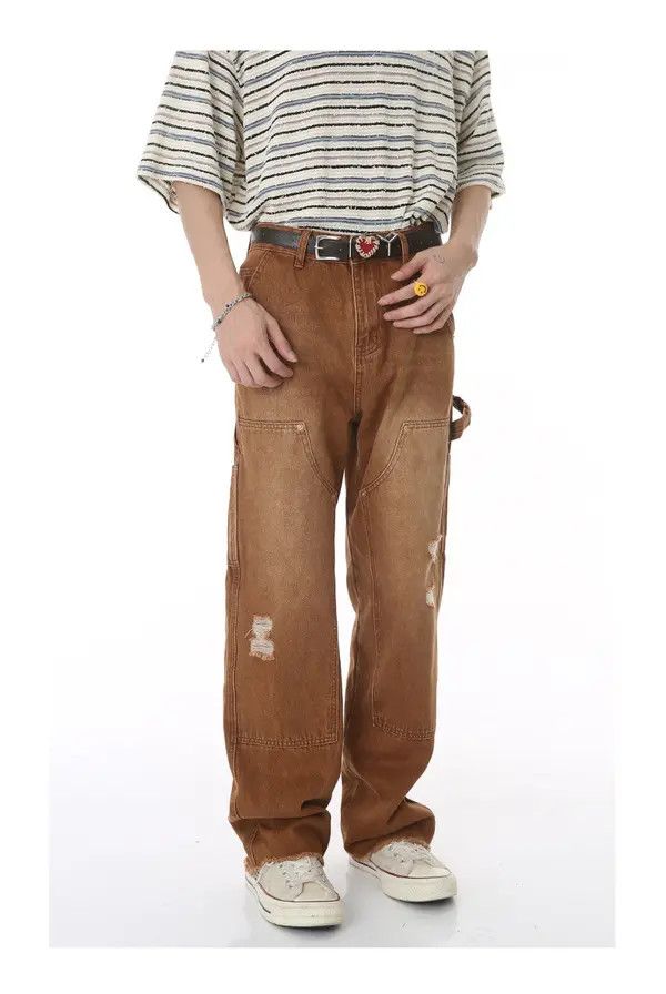 Japanese Brand VIBE Japanese retro straight slim fit raw edge ripped jeans Size US 32 / EU 48 - 2 Thumbnail