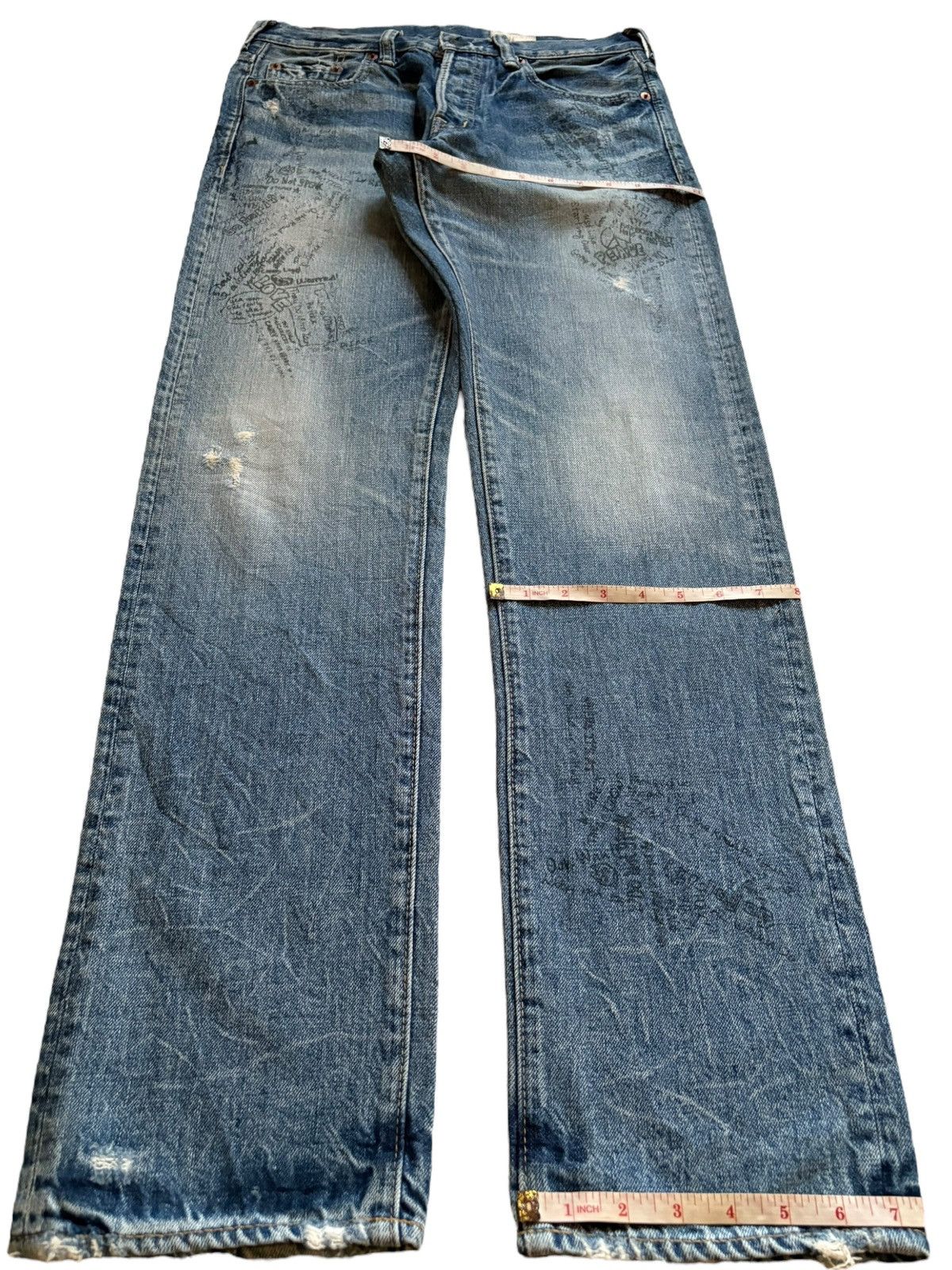 Japanese Brand Vintage Japanese Brand Printed Faded Wash Distressed Jeans Size US 30 / EU 46 - 14 Thumbnail