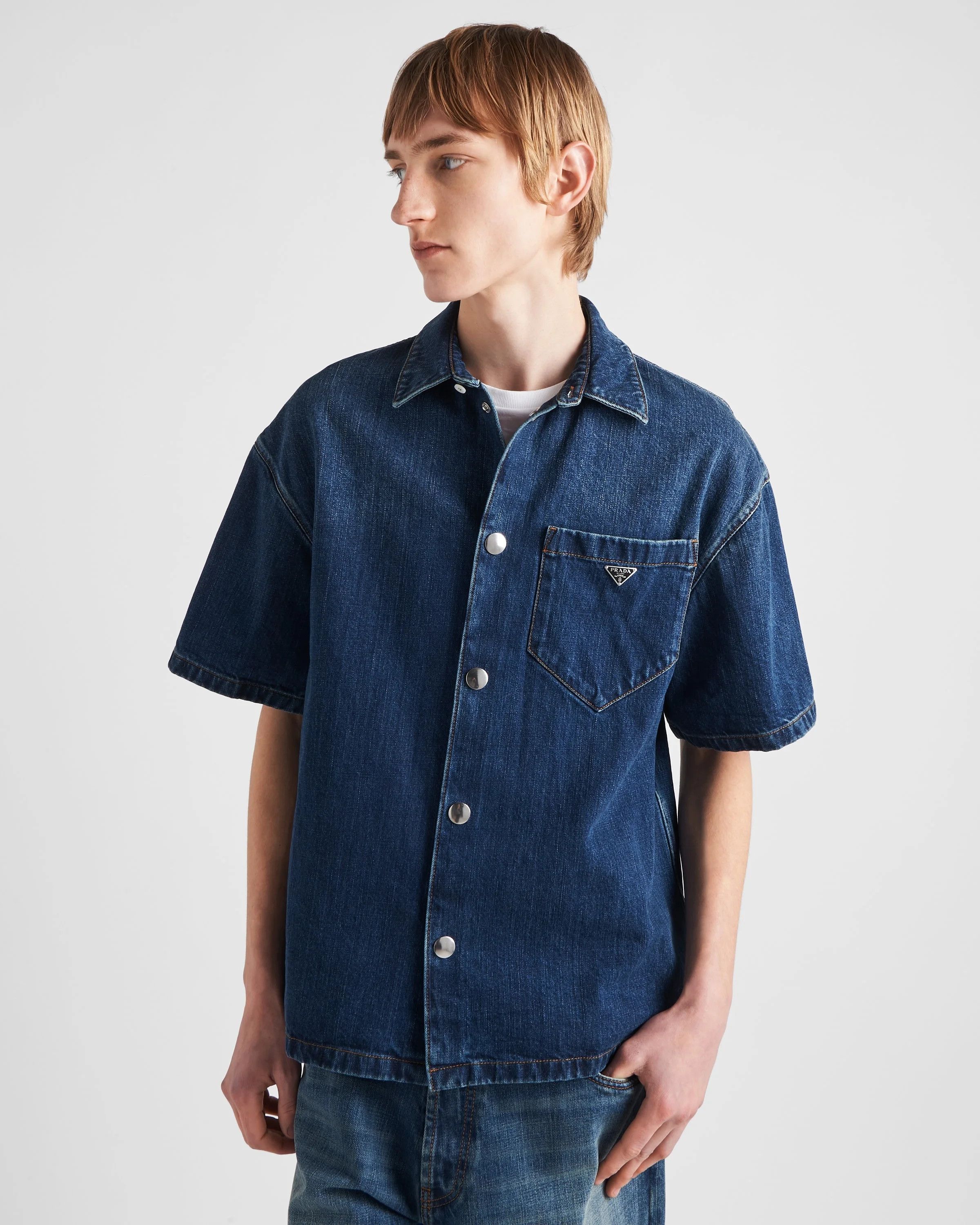 Prada o1w1db10426 Denim Shirt in Blue Size US L / EU 52-54 / 3 - 3 Thumbnail