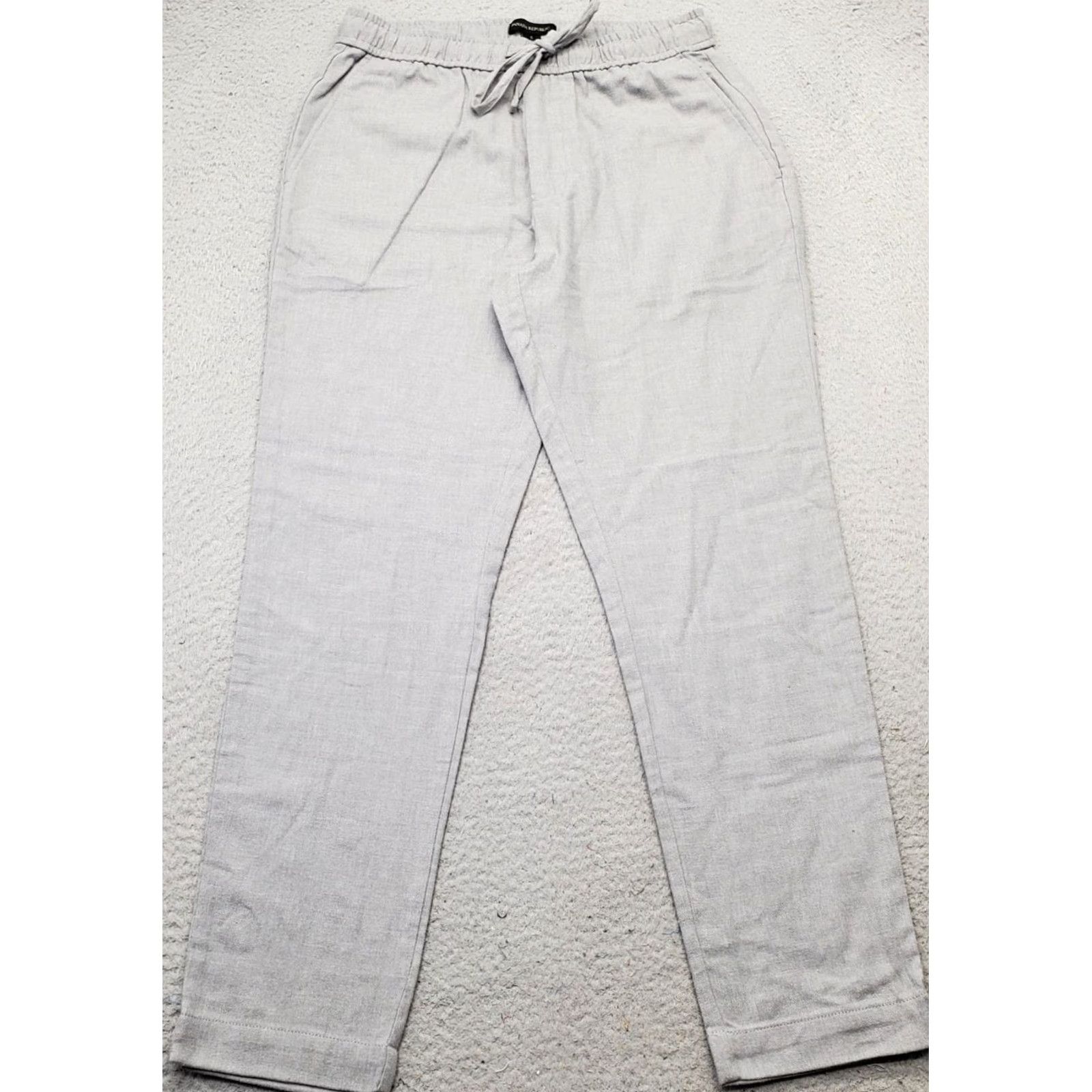 Banana Republic Banana Republic Pants Womens Small Gray Straight Leg Elastic Waist Drawstring Size 28" / US 6 / IT 42 - 2 Thumbnail