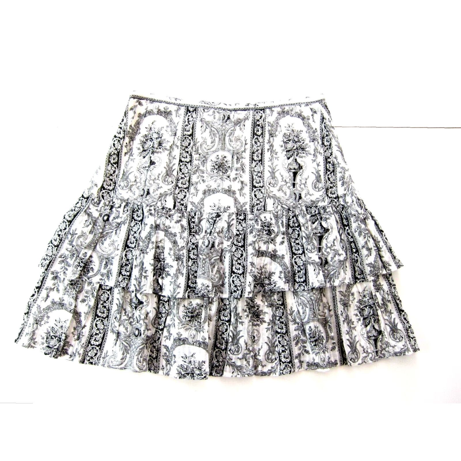 Stetson VINTAGE Stetson Skirt Women A-Line Paisley 100% Cotton Black White Floral Medium Size 32" / US 10 / IT 46 - 2 Thumbnail