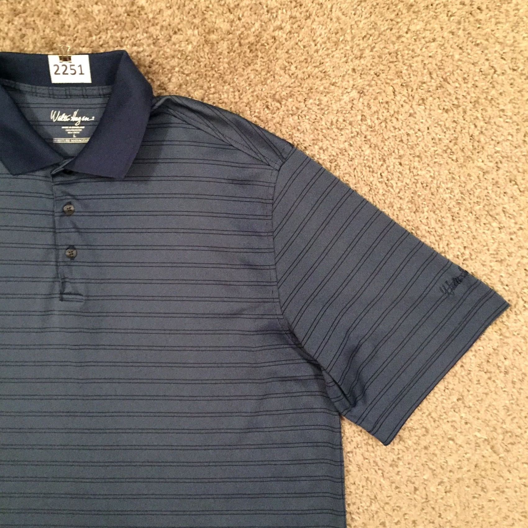 Vintage Walter Hagen Polo Shirt Mens Large Blue Striped Short Sleeve Moisture Management Shirt Size US L / EU 52-54 / 3 - 4 Thumbnail
