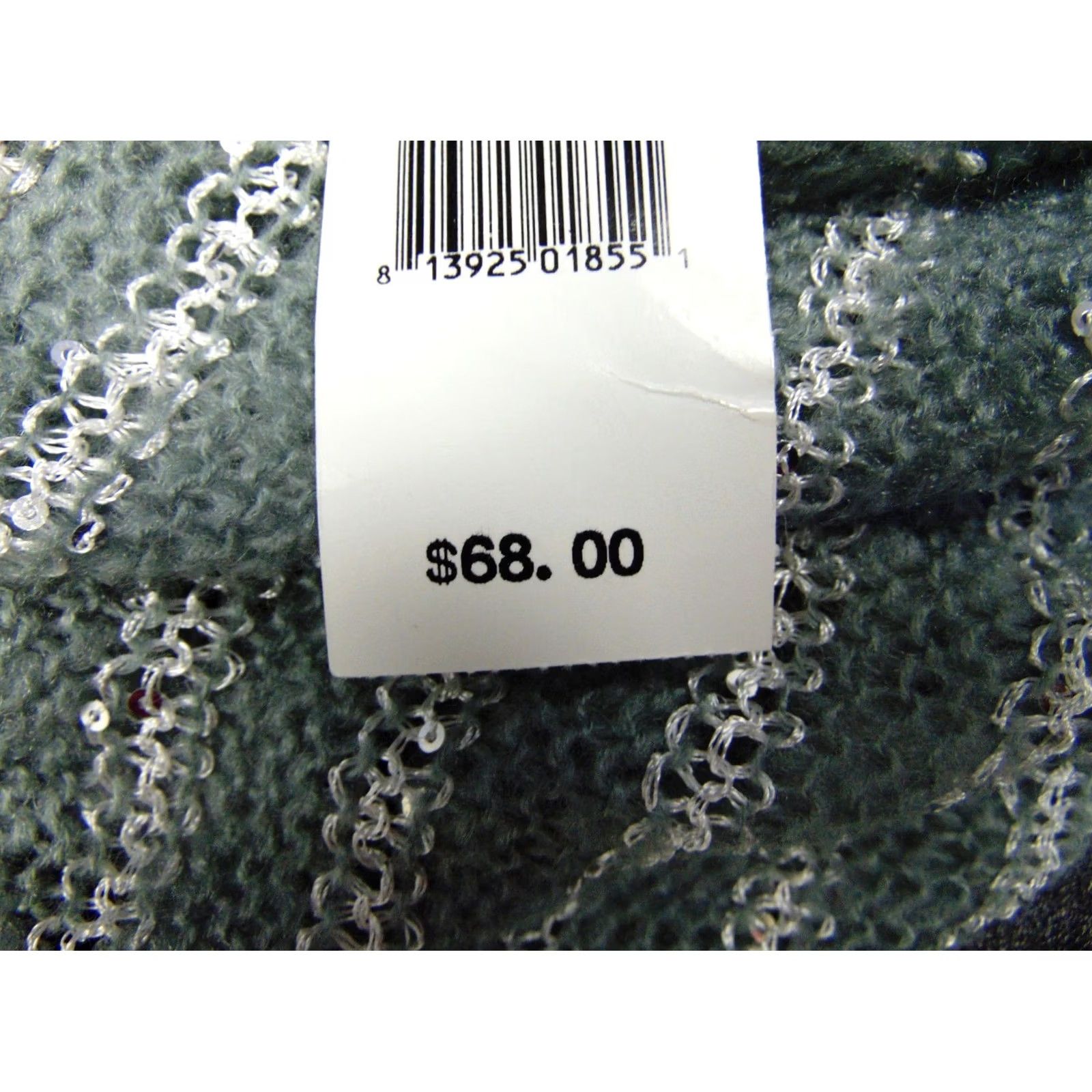 Vintage Bindya New York Scarf Infinity Knit Gray Sequin Striped 38" 9" Women Winter Fall Handmade No Size ONE SIZE - 5 Thumbnail