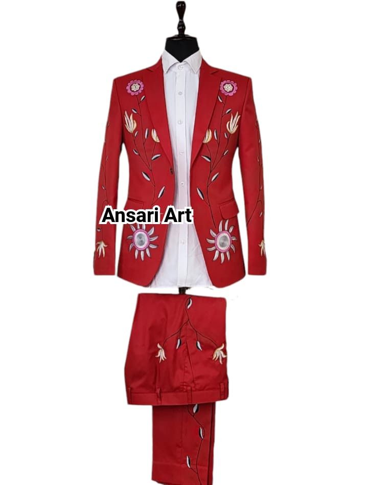 Other Men 2PC Customized floral embroidery western Nudie outfit Size 44L - 2 Thumbnail