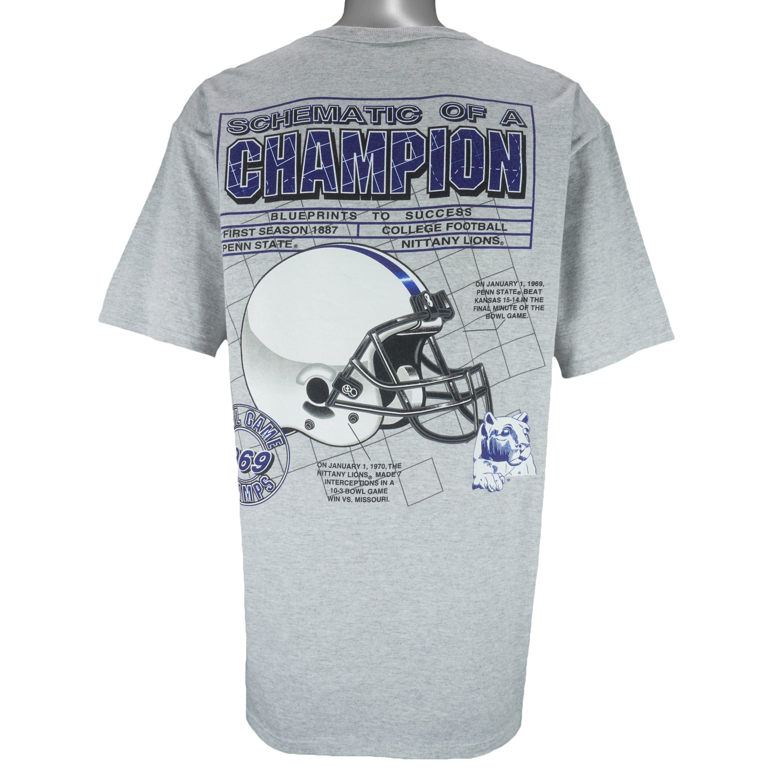 NCAA Nittany Lions Schematic Of A Champions T-Shirt 1990s Size US XL / EU 56 / 4 - 2 Thumbnail