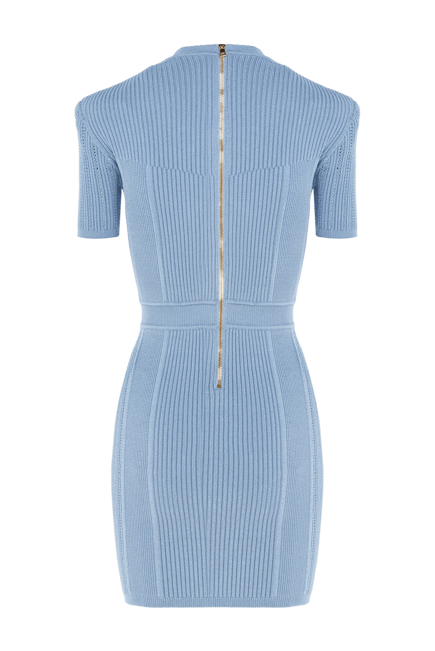 Balmain o1s1wg110825 Viscose And Polyester Knit Dress in Blue Size M / US 6-8 / IT 42-44 - 2 Thumbnail