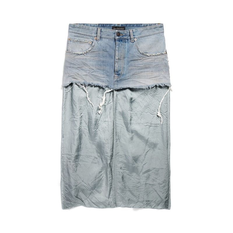 Balenciaga o1tr1nto0526 Ripped Off Skirt in Light Blue Size 26" / US 2 / IT 38 - 1 Thumbnail