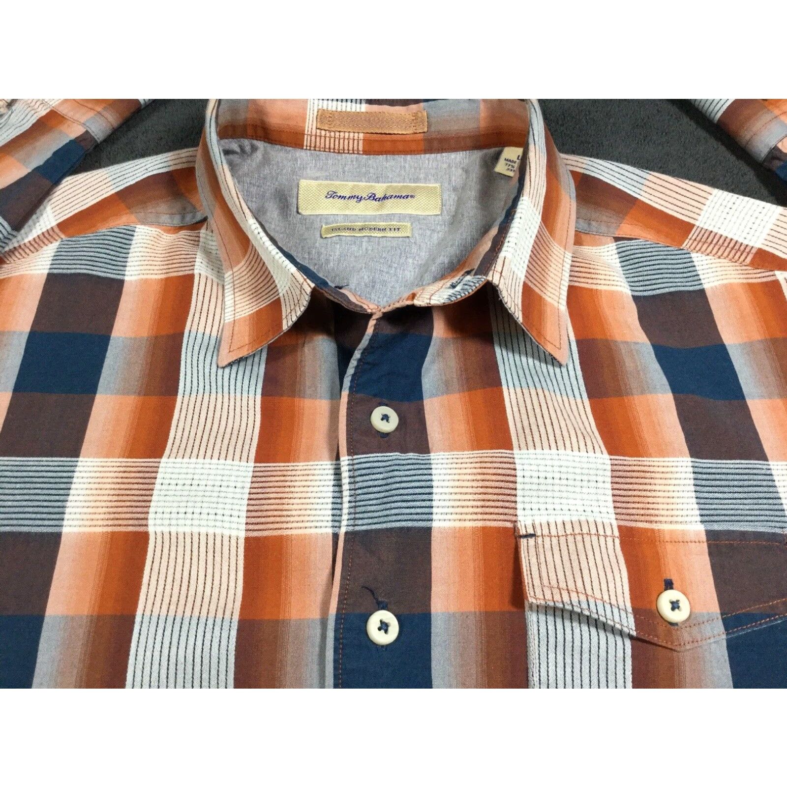 Tommy Bahama Tommy Bahama Brown Plaid Cotton Blend Long Sleeve Button-Up Mens L Island Modern Fit Shirt Size US L / EU 52-54 / 3 - 3 Thumbnail