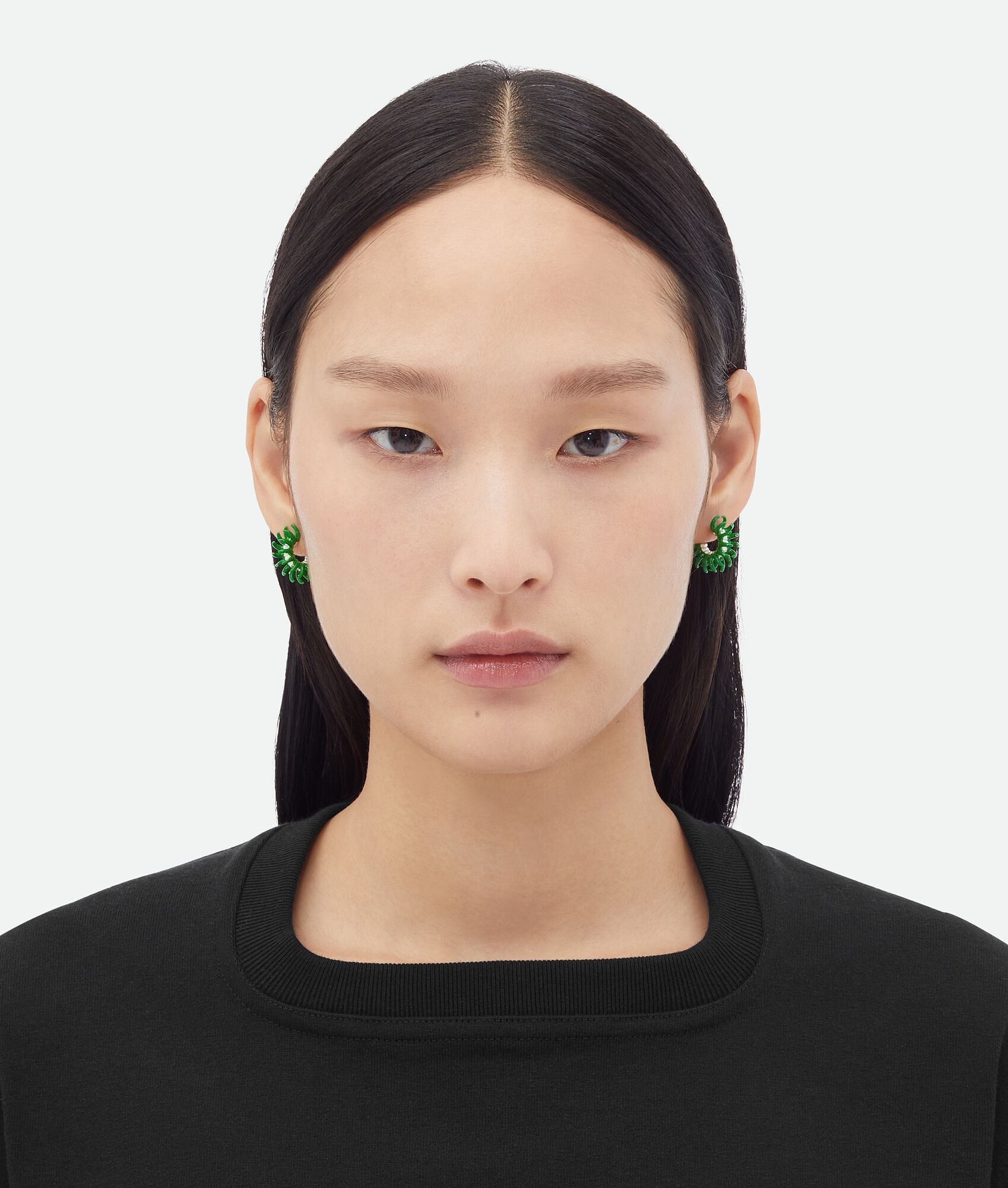 Bottega Veneta BOTTEGA VENETA Spine parakeet green enameled hoop earrings q Size ONE SIZE - 3 Thumbnail