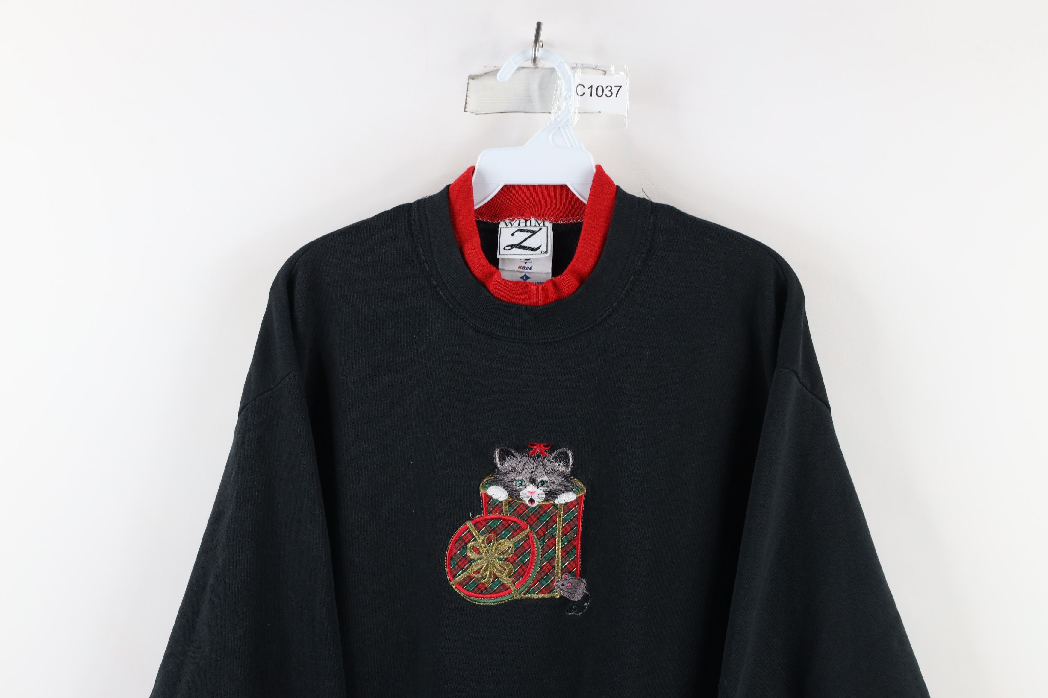 Vintage Vintage 90s Streetwear Cat Kitten Layered Sweatshirt Black Size L / US 10 / IT 46 - 2 Thumbnail