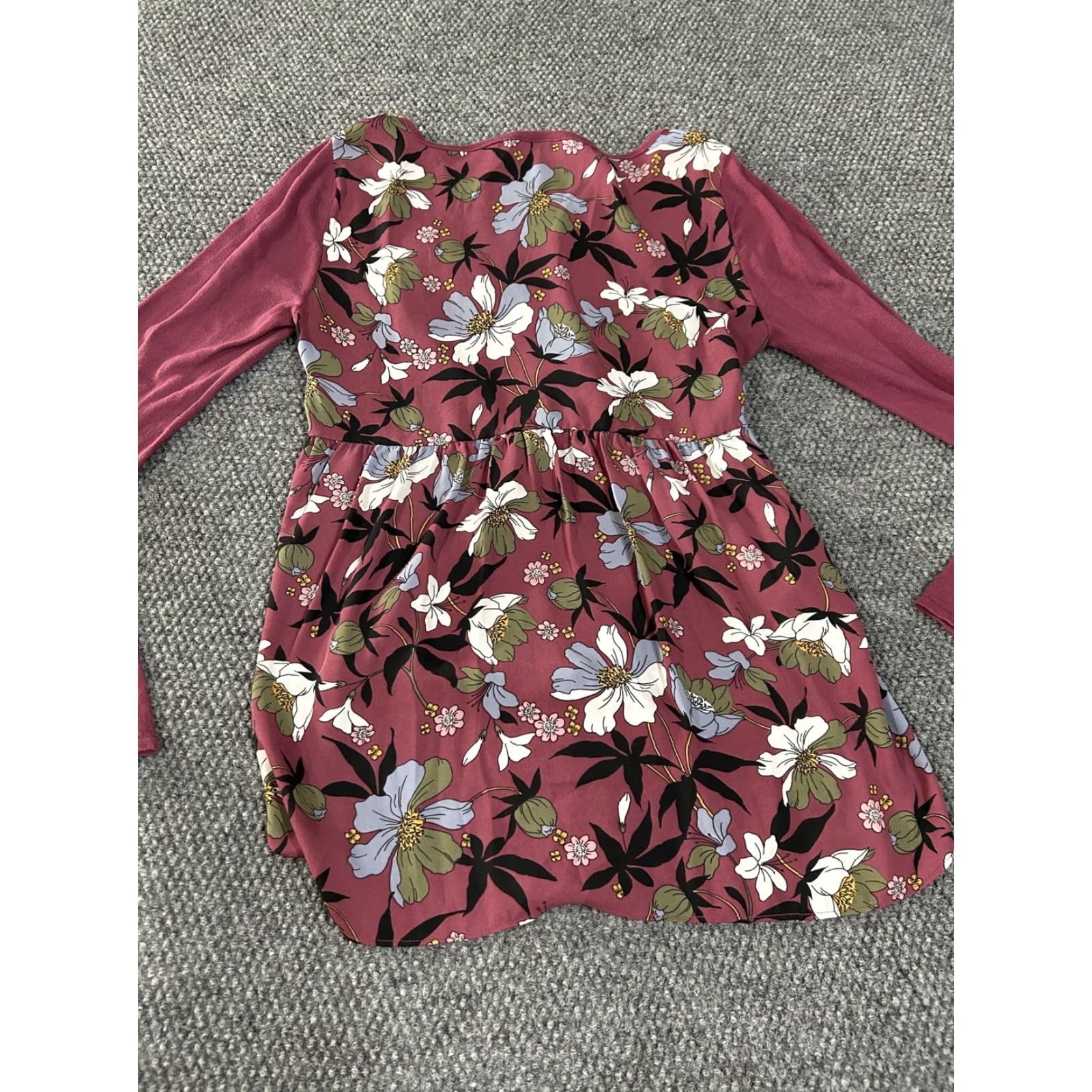 Loft VINTAGE LOFT Outlet Shirt Womens XS Pink Floral Back Long Sleeve Mixed Media Top Hi Low Size XS / US 0-2 / IT 36-38 - 7 Thumbnail
