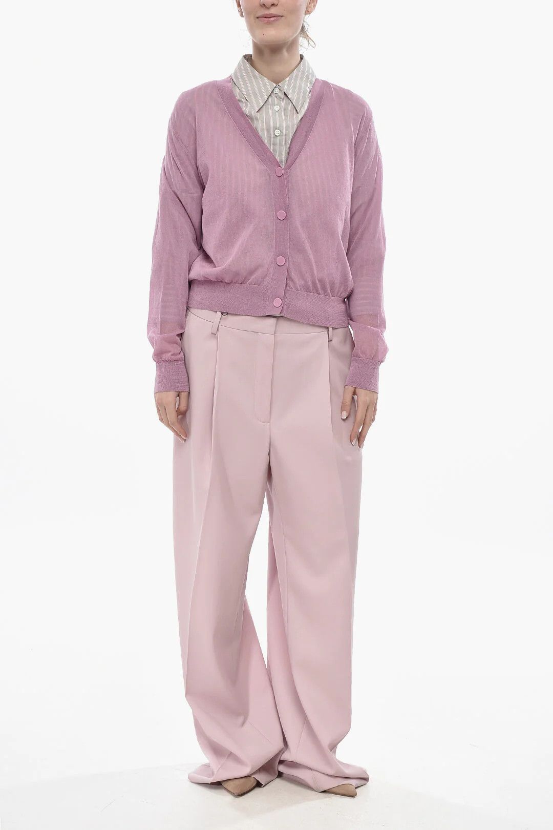 Dries Van Noten og1mm0426 Cotton-Blend Cardigan in Pink Size S / US 4 / IT 40 - 4 Thumbnail