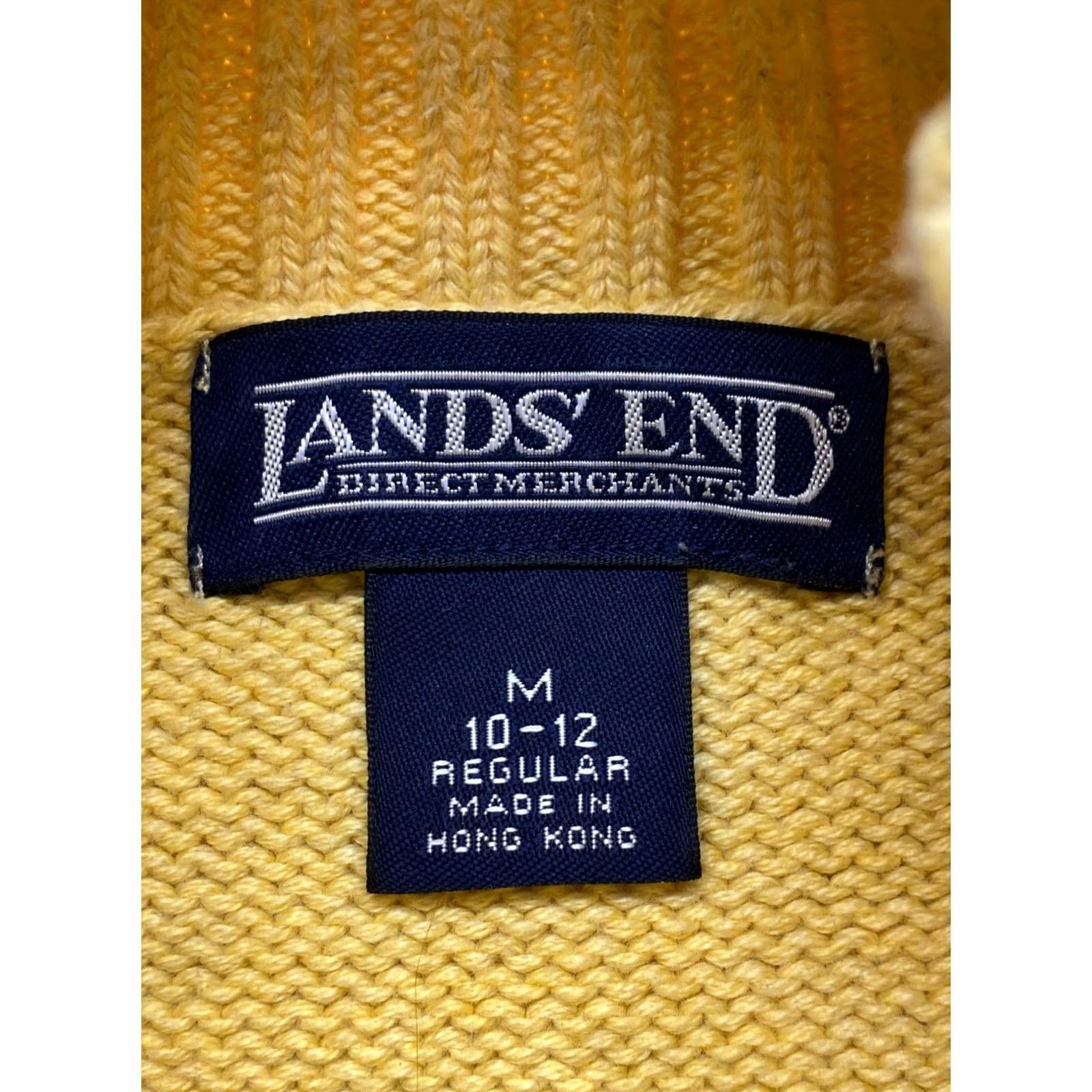 Lands' End VINTAGE Lands End Women’s Turtleneck Sweater Medium Yellow Pullover Cotton Womens Mens? Size M / US 6-8 / IT 42-44 - 5 Thumbnail