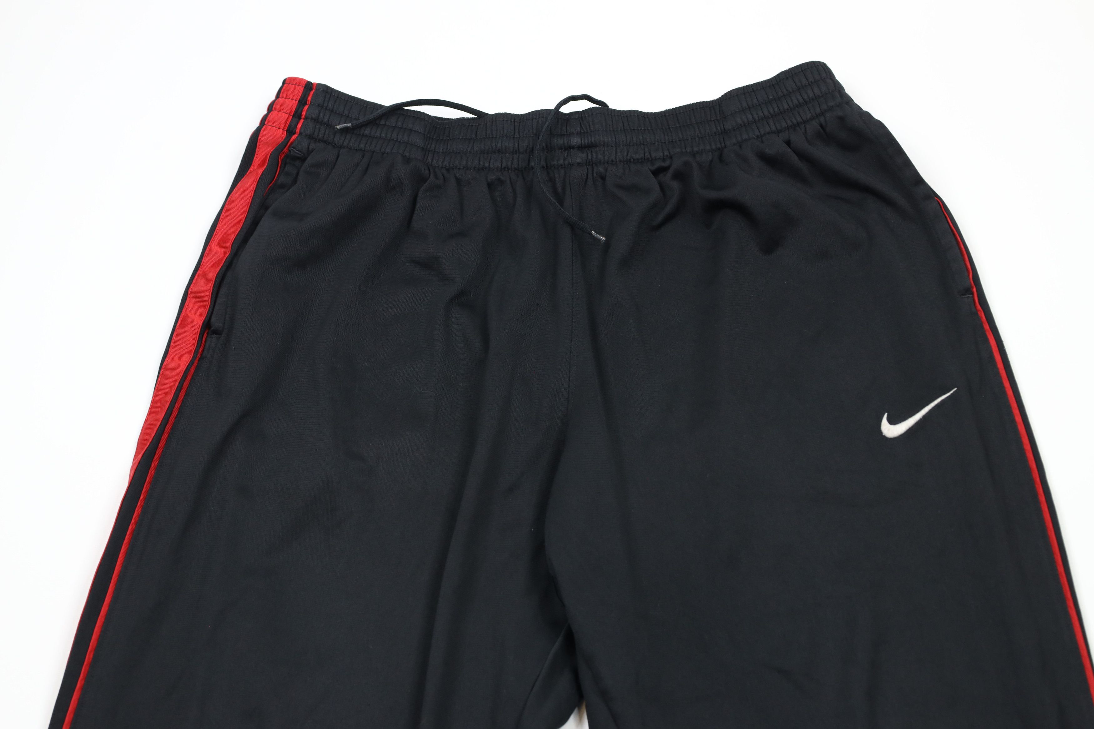 Nike × Vintage Vintage Nike Basketball Mini Swoosh Wide Leg Pants Black Size US 36 / EU 52 - 2 Thumbnail