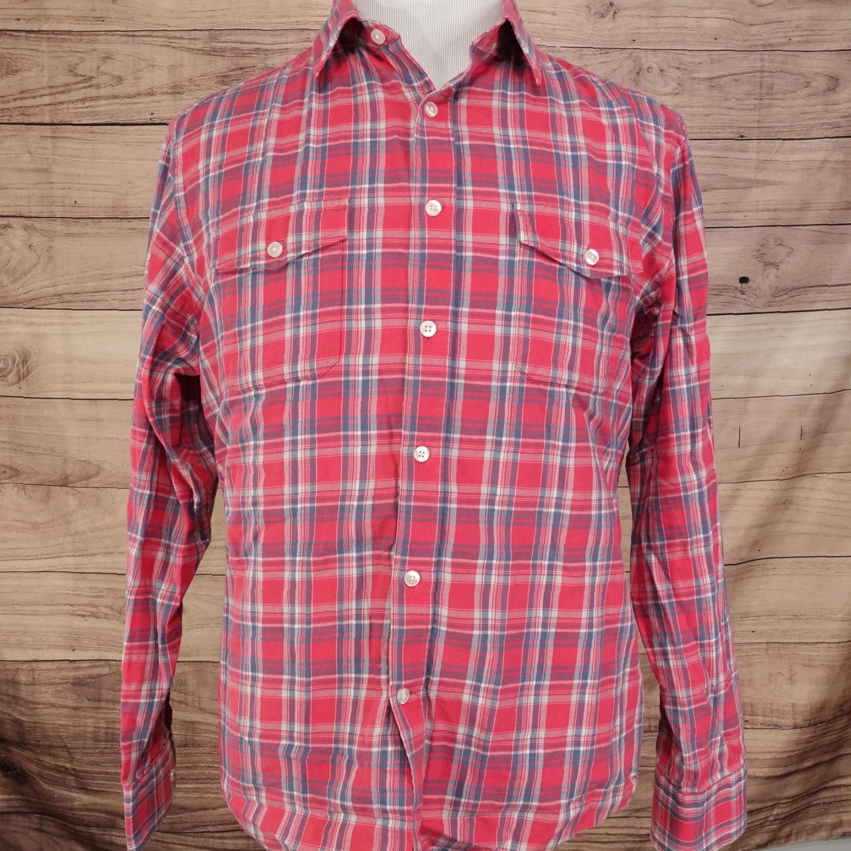 UNTUCKit UNTUCKit Red Plaid Button-Up Shirt Mens Size L Large Long Sleeve Classic Fit Size US L / EU 52-54 / 3 - 3 Thumbnail