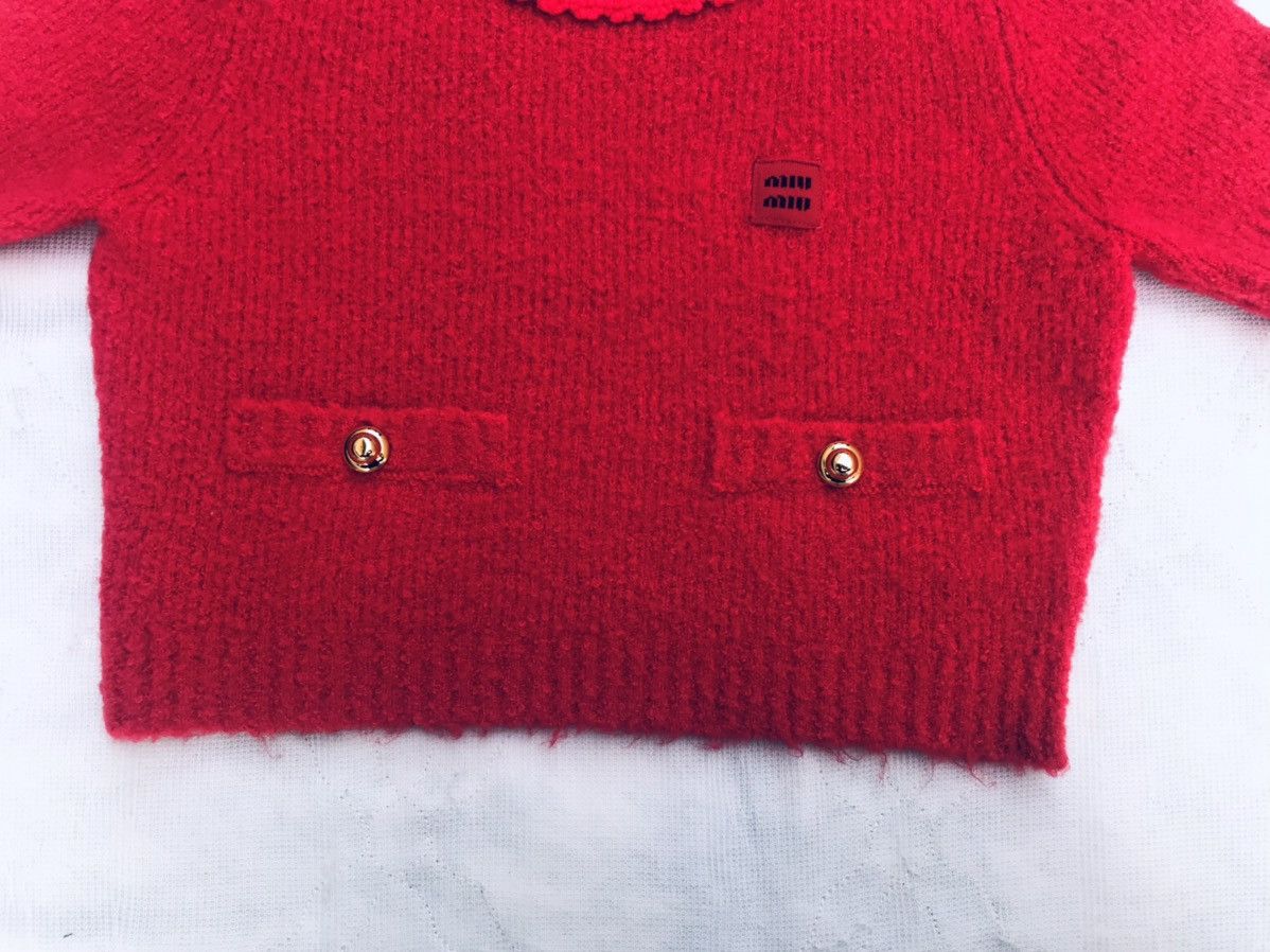 Miu Miu MIU MIU Red Knit Pull Over Short Sleeve Wool Sweater Top Size XS / US 0-2 / IT 36-38 - 12 Thumbnail