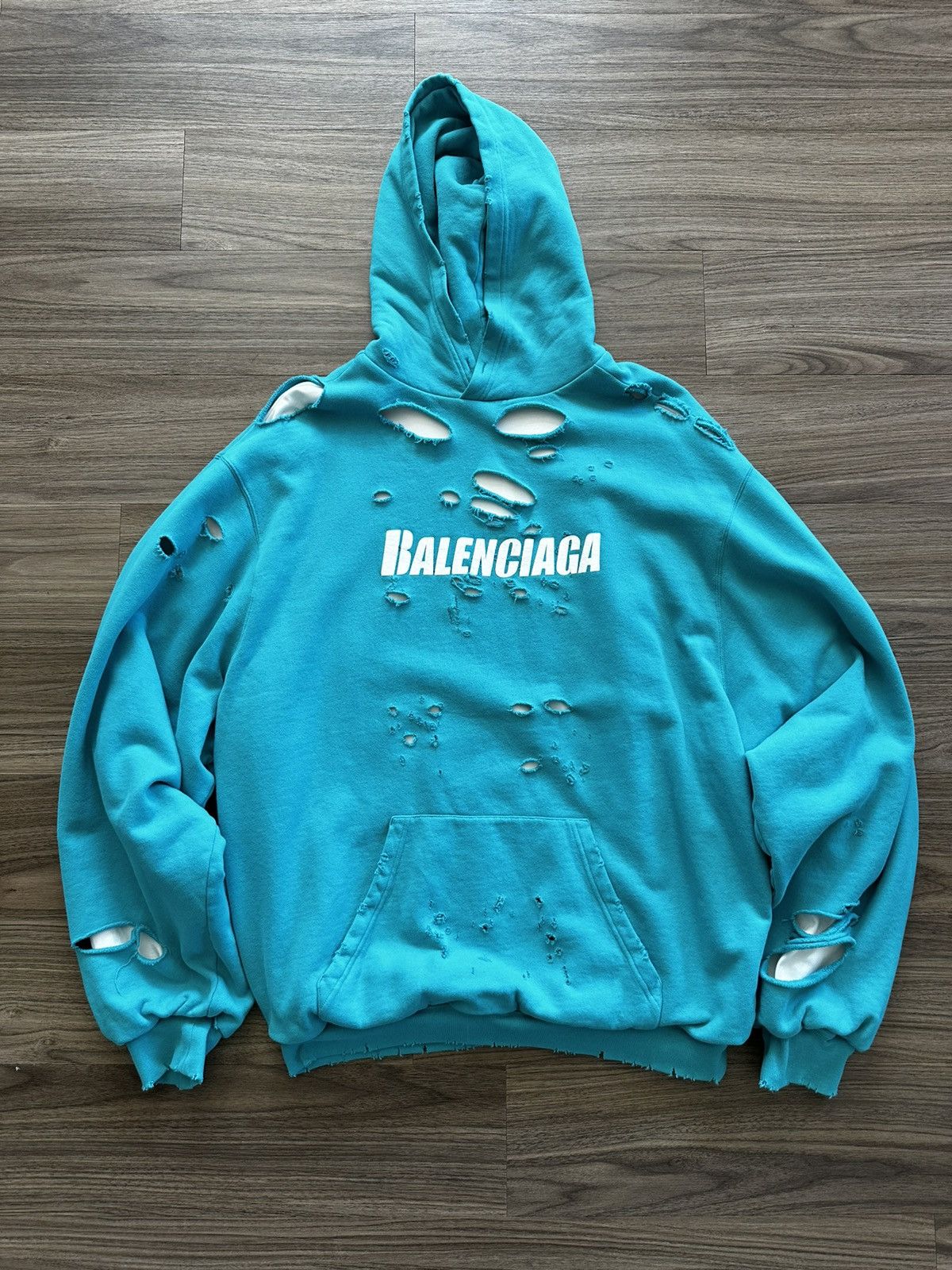 Balenciaga Oversized Destroyed Double Layer Hoodie | Grailed