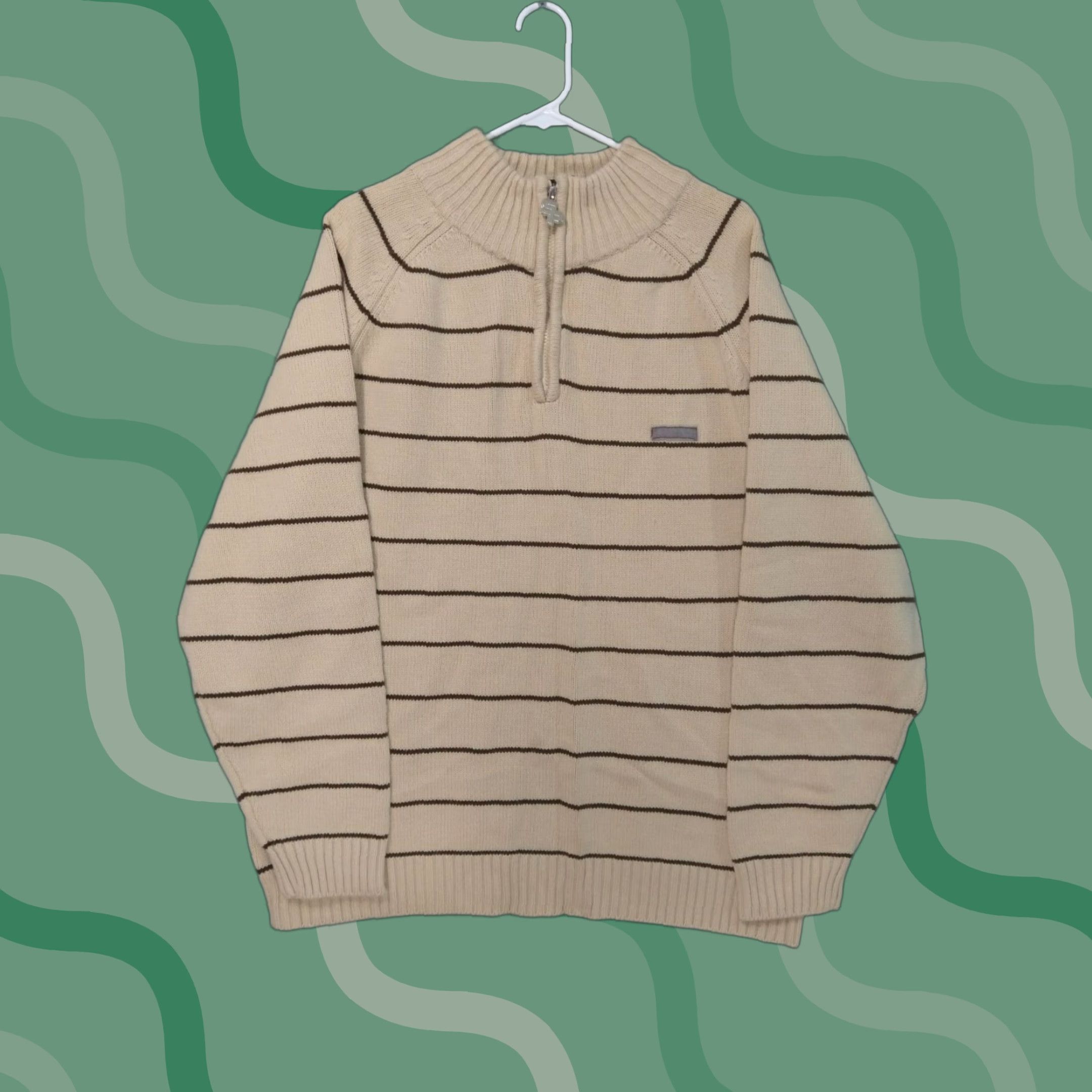 Southpole VINTAGE Southpole Sweater Mens 2XL Beige Striped Pullover 1/4 Zip Hip Hop Y2K Classic 90s Shirt Mens Size US XXL / EU 58 / 5 - 1 Thumbnail