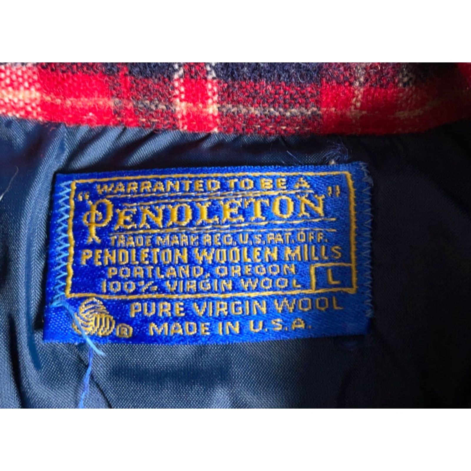 Pendleton VINTAGE Pendleton Wool Flannel Shirt Mens Large Red Beige Plaid USA 70s Loop Collar Button-Up Long Sleeve Collared Shirt Size US L / EU 52-54 / 3 - 3 Thumbnail