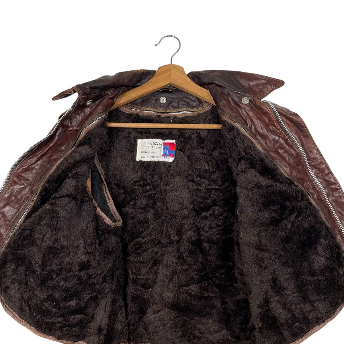 Schott Vintage Schott NYC I.S674.M.S Leather Flight Jacket Size US M / EU 48-50 / 2 - 12 Thumbnail