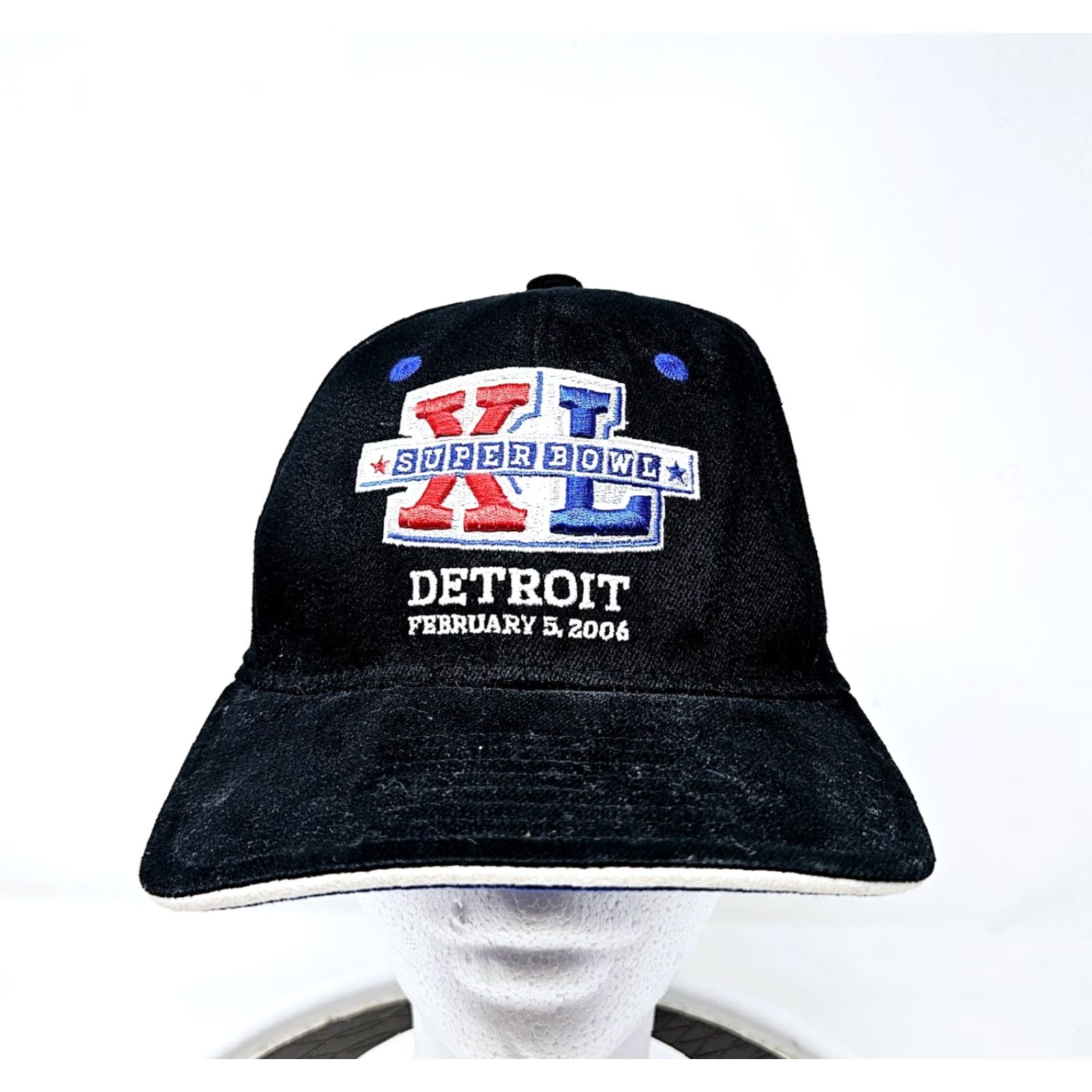 Reebok Reebok Detroit Football Hat Black OSFA XL Cap Men Baseball Logo Super Bowl XL 2006 Size ONE SIZE - 2 Thumbnail