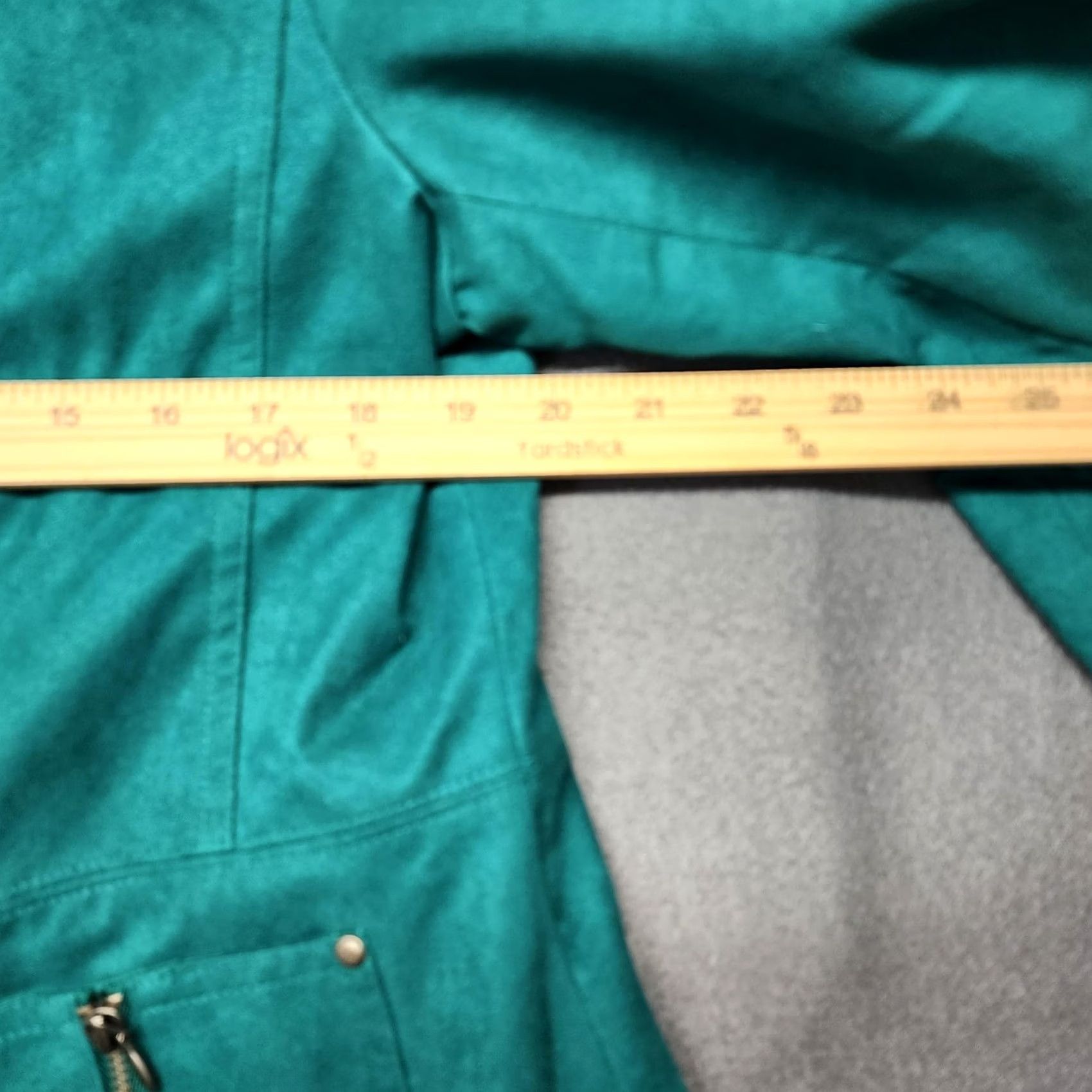 Altea VINTAGE TanJay Jacket Womens 12 Teal Green Faux Suede Button Front Zip Pockets Lined Size XL / US 12-14 / IT 48-50 - 4 Thumbnail